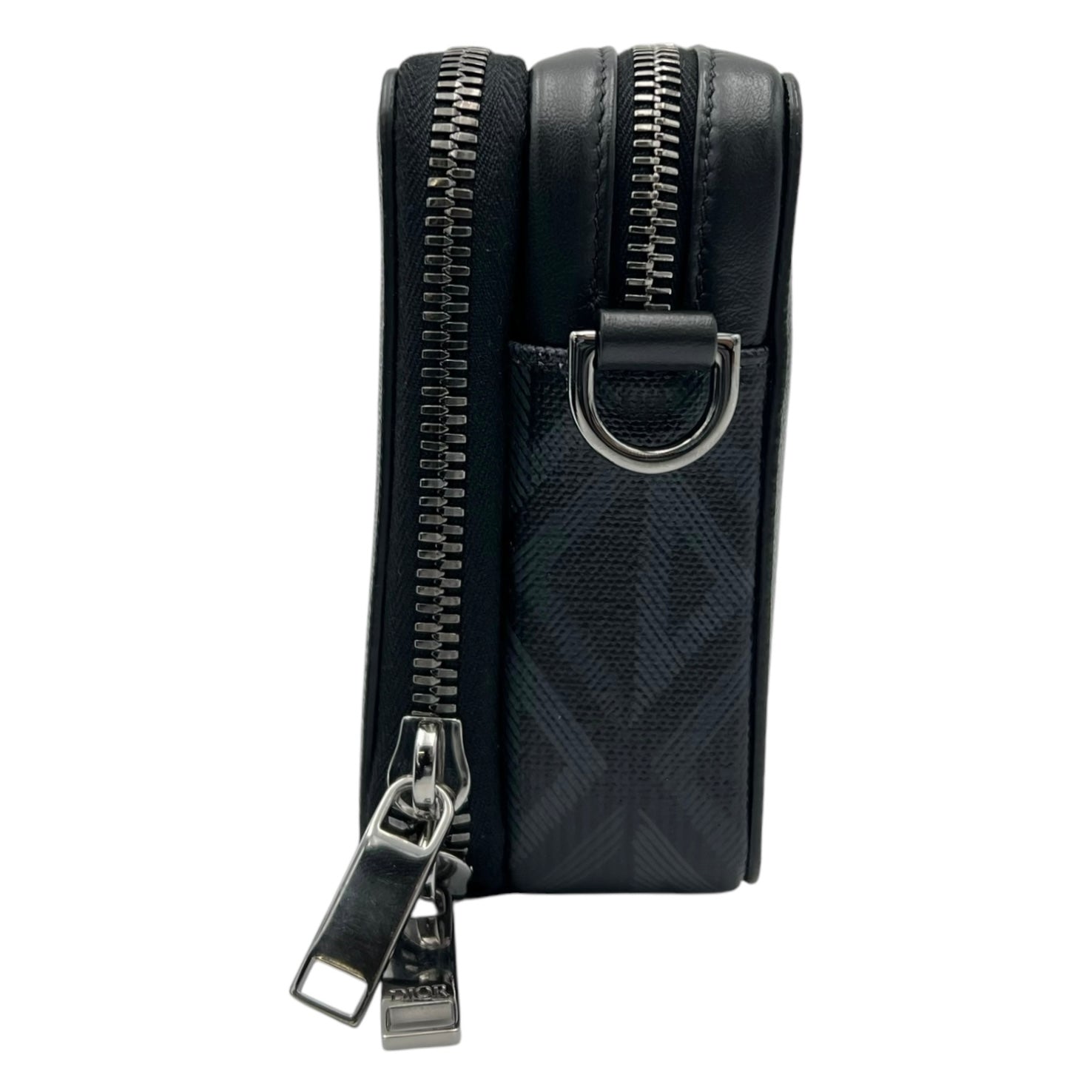 Pouch with strap Crossbody Bag Blue in Coated Canvas, Silver hardware