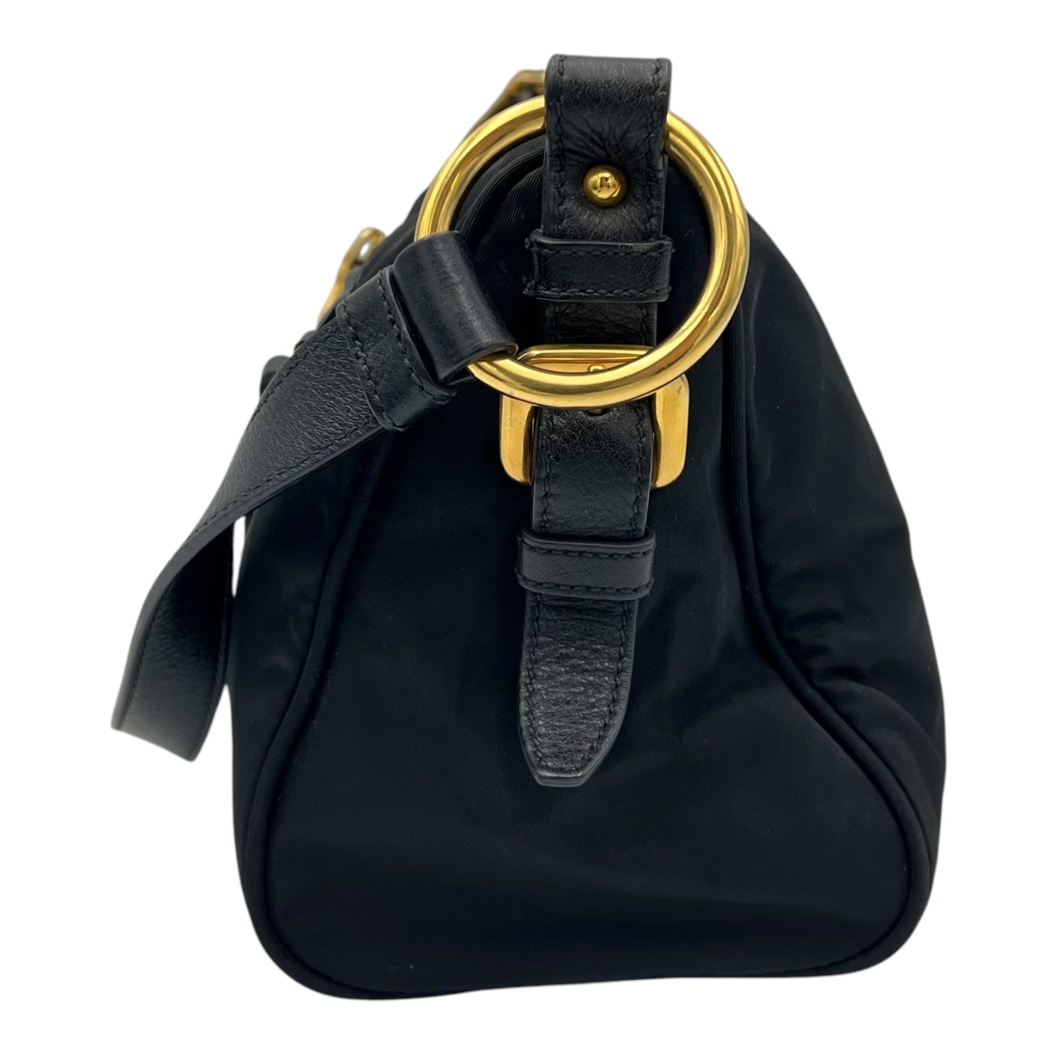 Logo Shoulder Bag Black in Nylon, Gold hardware