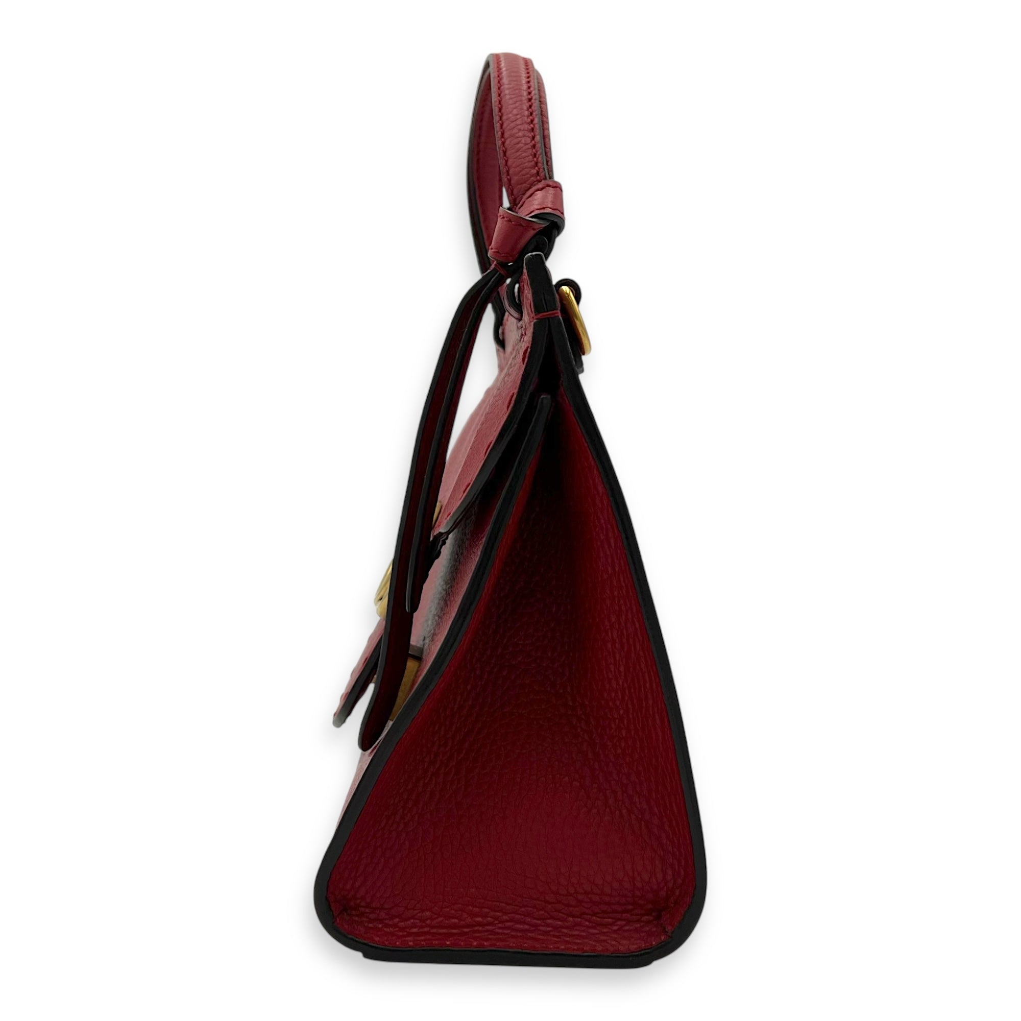 GG Marmont Top Handle Bag Red in Calfskin, Gold hardware