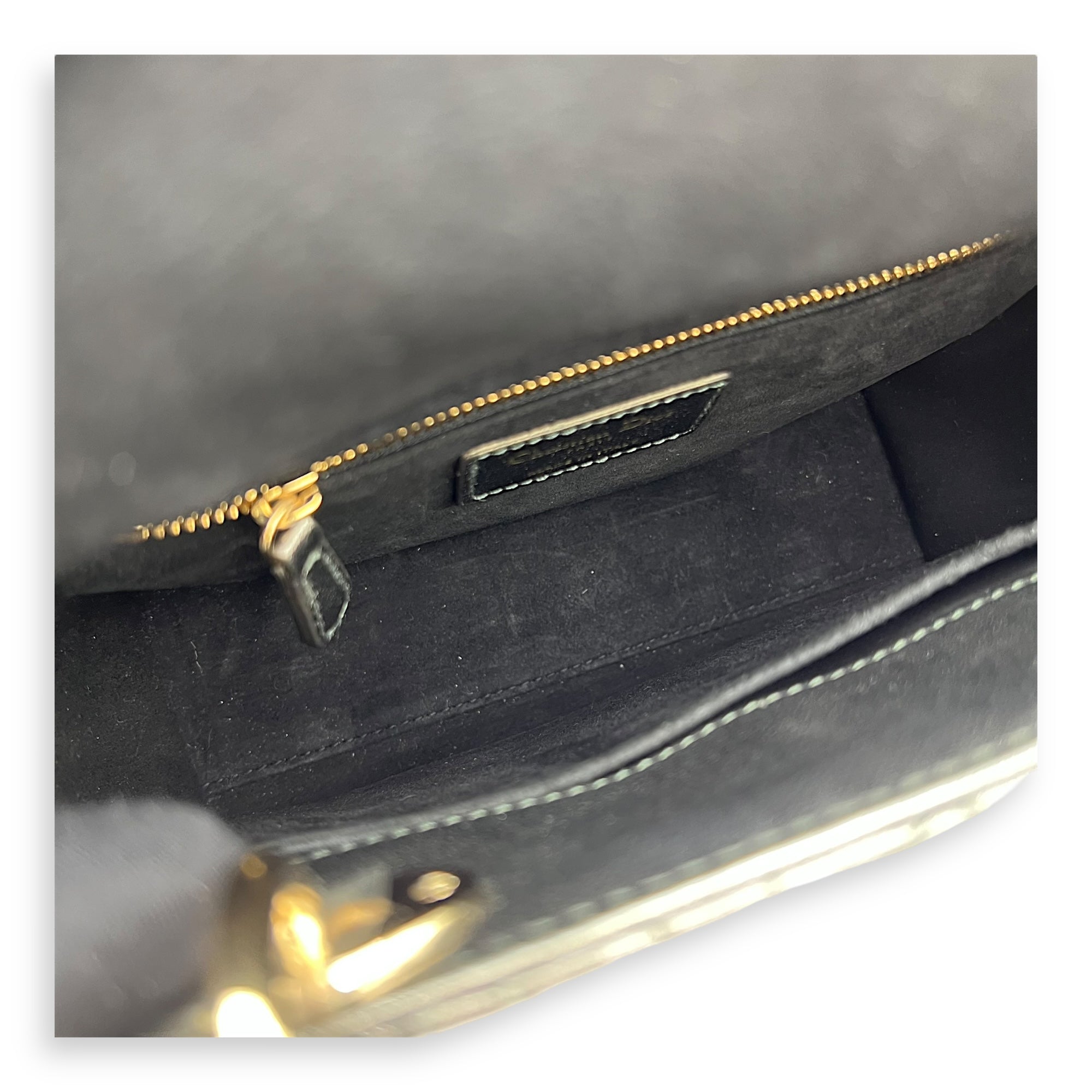 Lady Dior Small Grey Top Handle Bag in Calfskin, Gold hardware