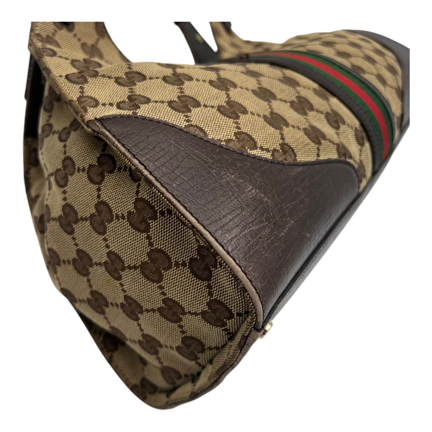 GG Shoulder Bag Brown in Canvas, Gold hardware