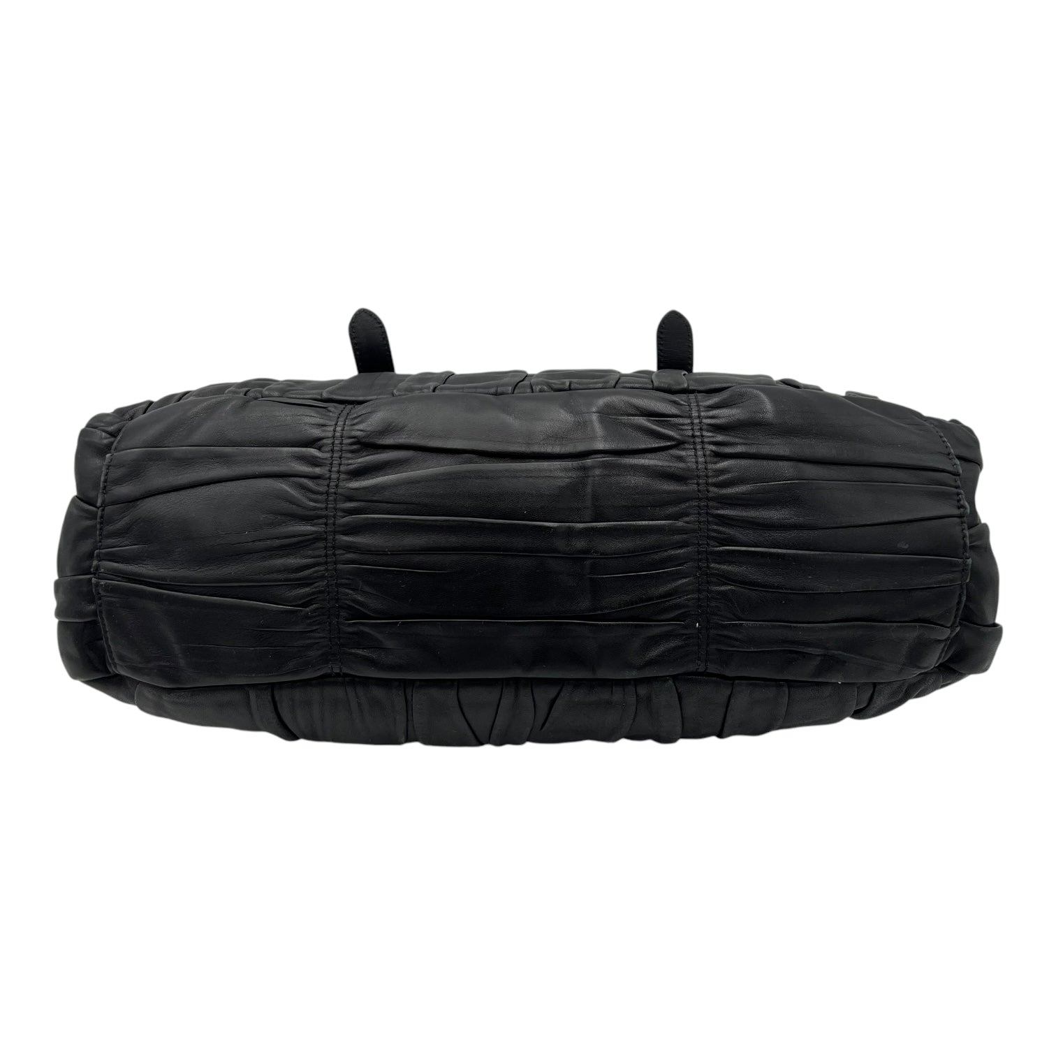 Gaufre Top Handle Bag Black in Lambskin, Silver hardware