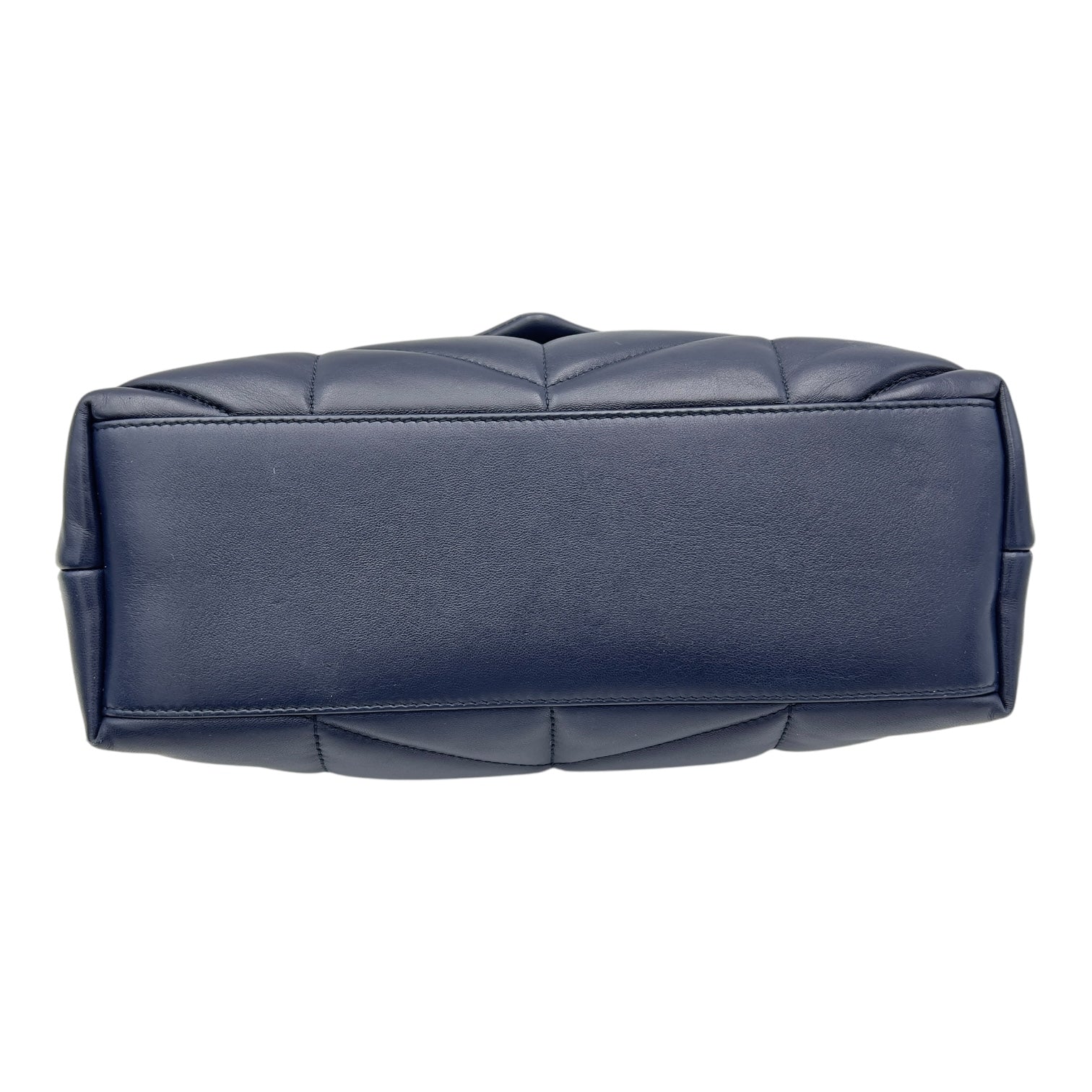 Puffer Medium Blue Shoulder Bag in Lambskin, Silver hardware