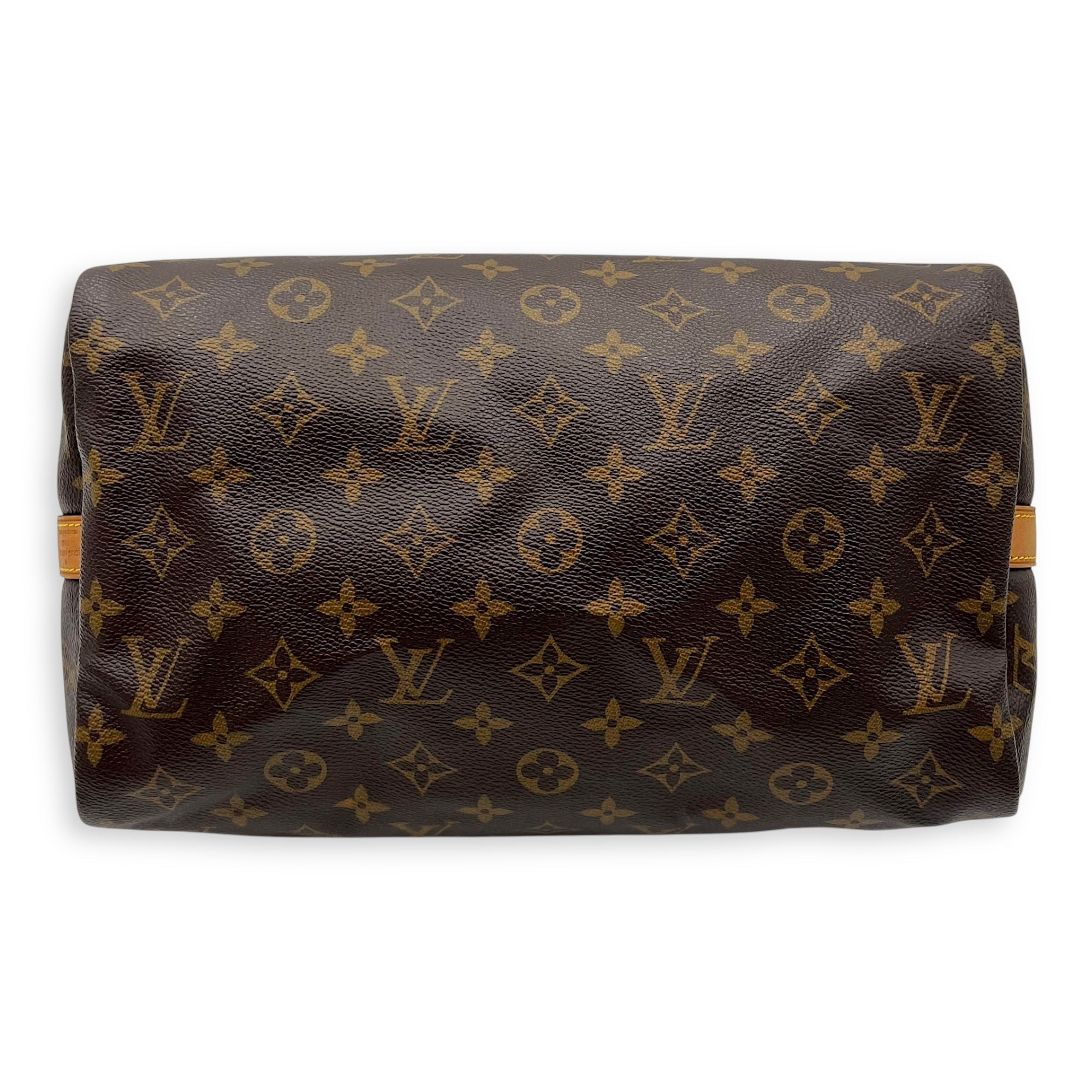 Speedy Bandouliere Top Handle Bag 30 Brown in Monogram Coated Canvas, Gold hardware