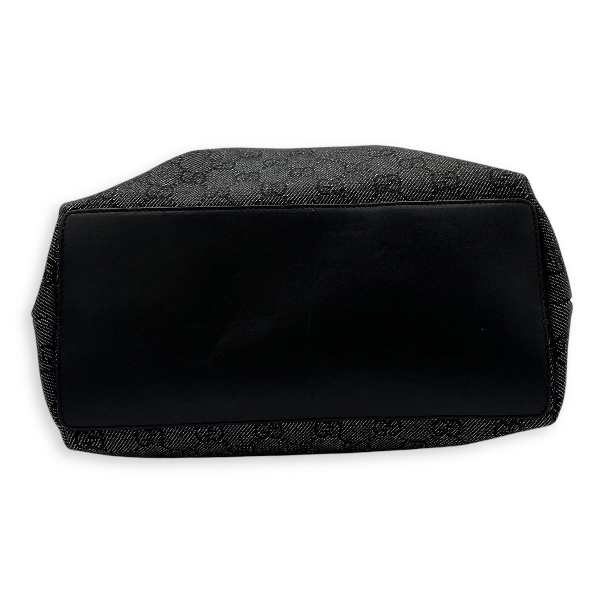 GG Tote Bag Black in Canvas, Silver hardware