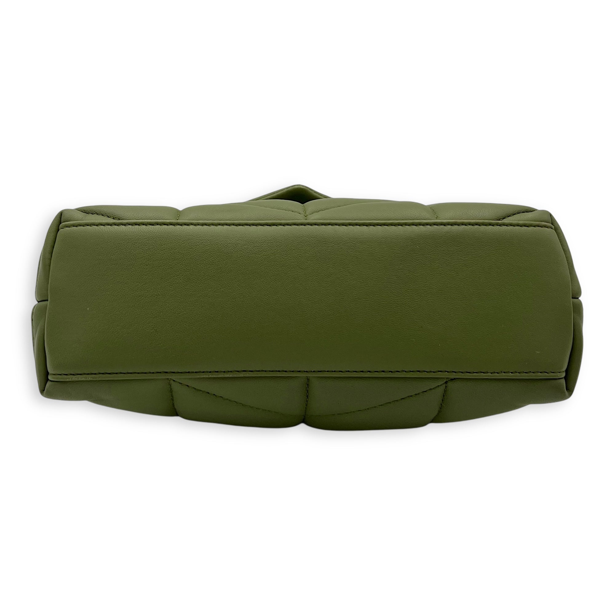 Puffer Mini Green Crossbody Bag in Lambskin, Gold hardware
