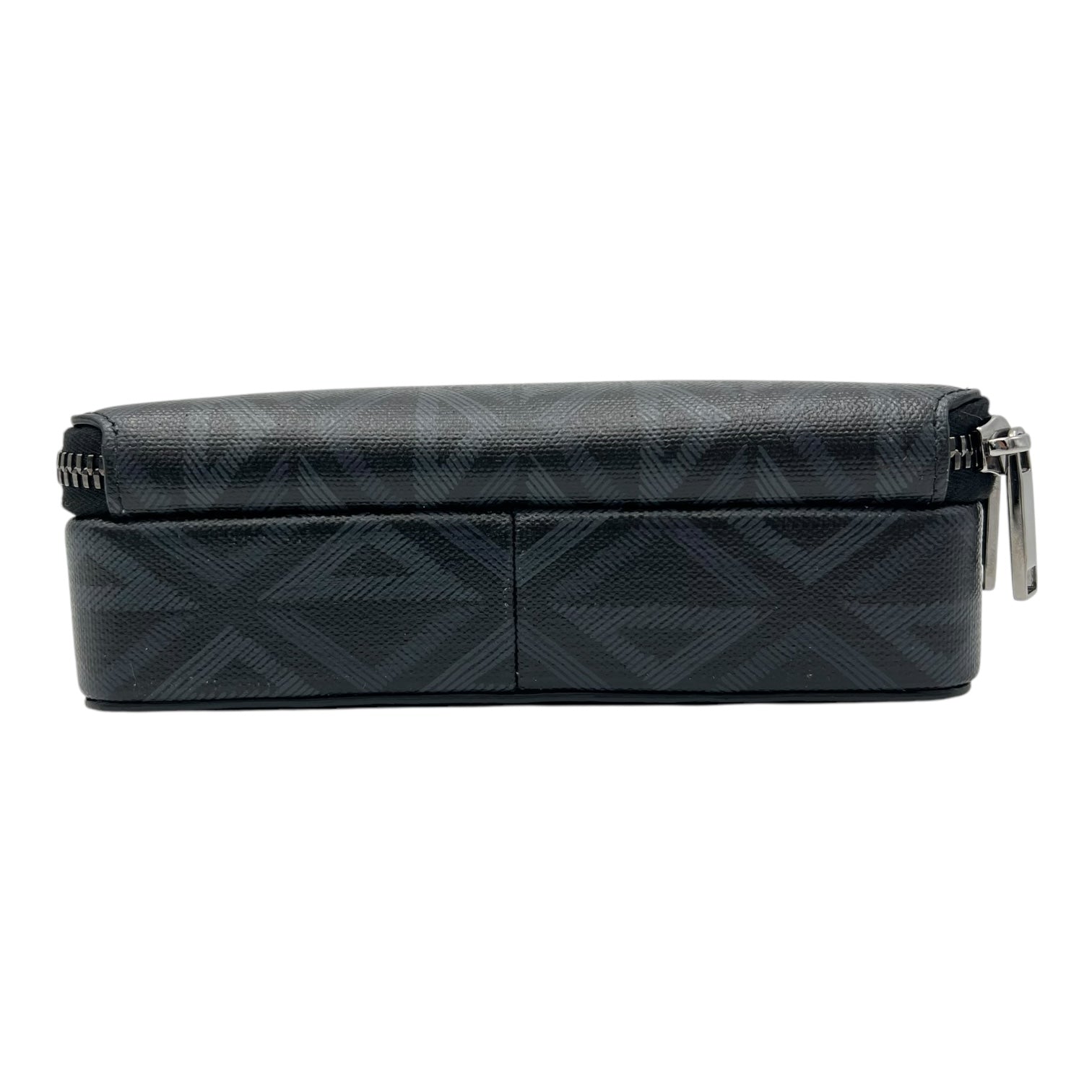 Pouch with strap Crossbody Bag Blue in Coated Canvas, Silver hardware