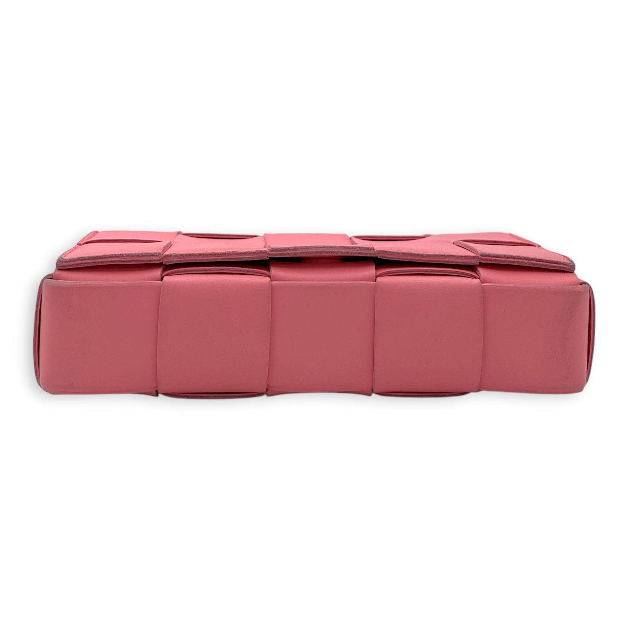 Cassette Crossbody Bag Pink in Calfskin, Silver hardware