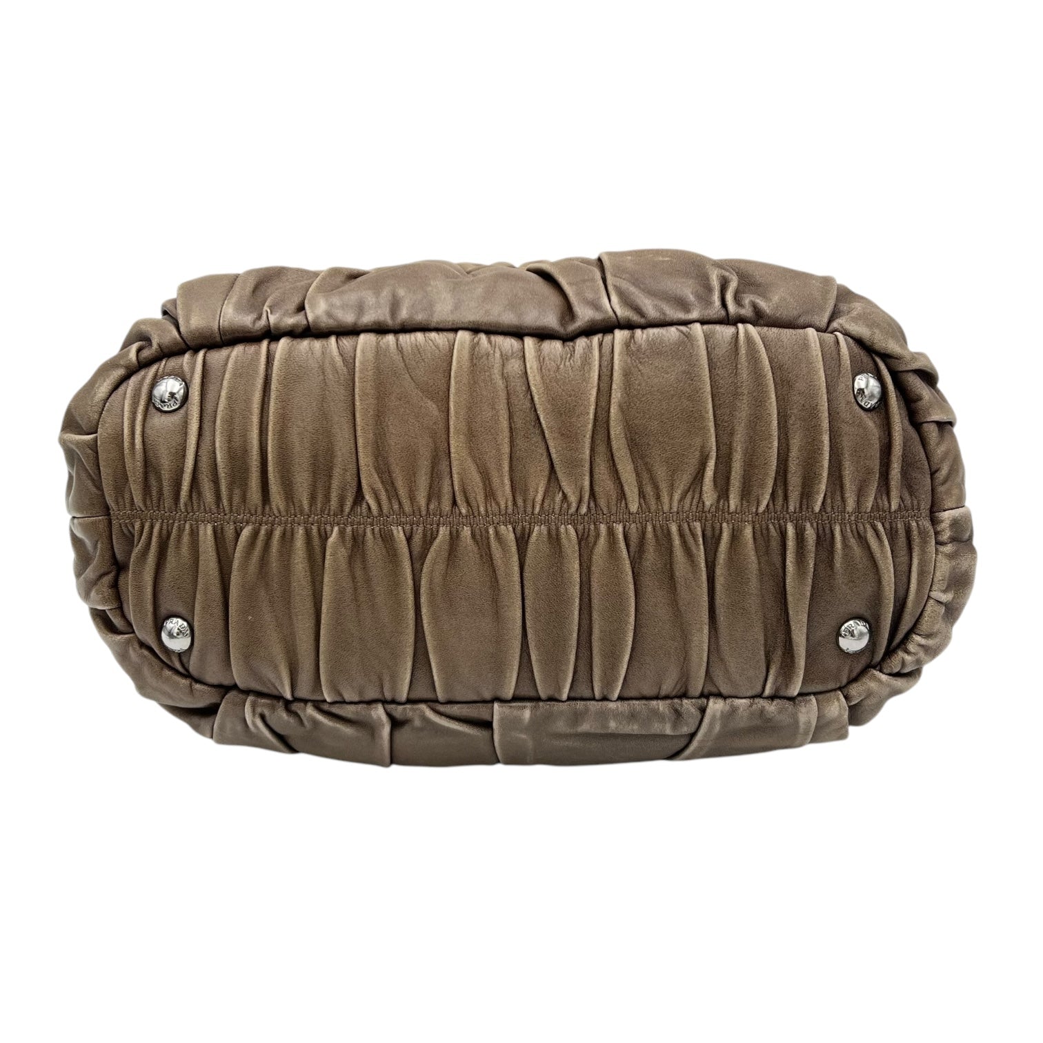 Gaufre Top Handle Bag Brown in Calfskin, Silver hardware