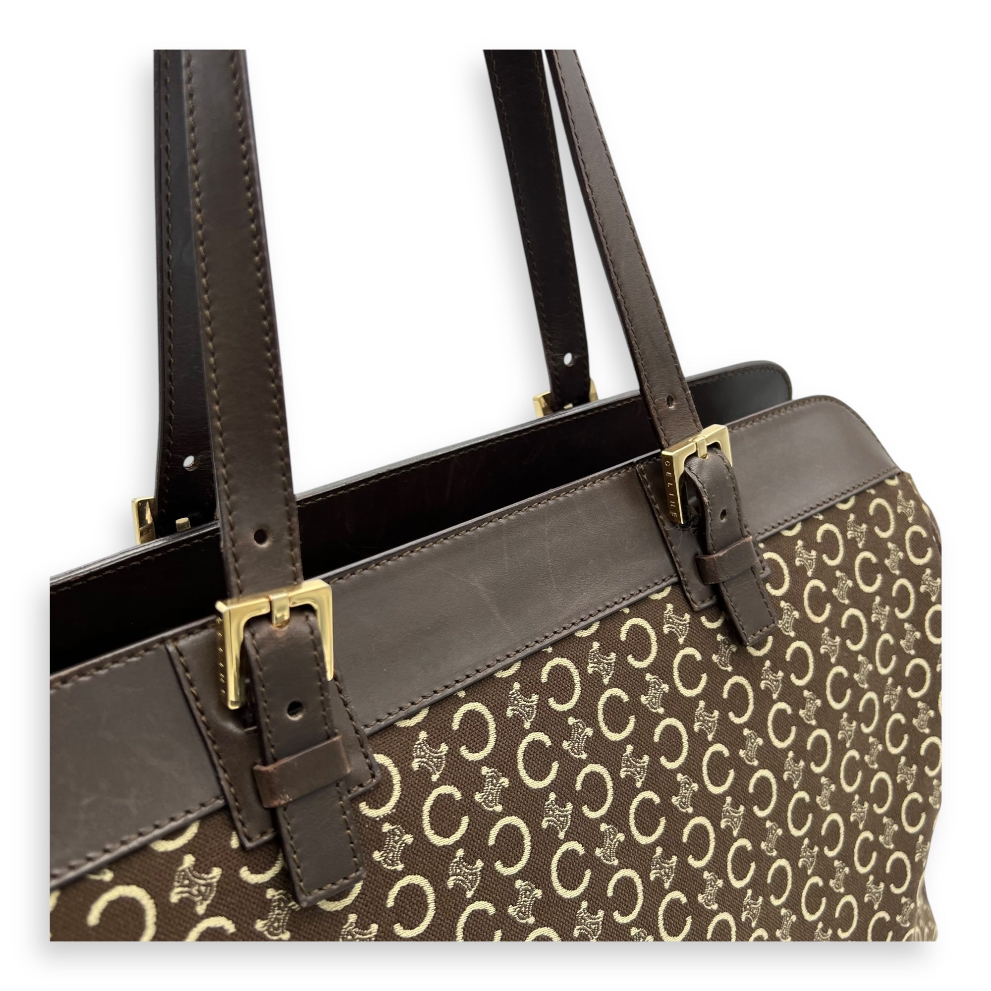 Macadam Brown Tote Bag in Canvas, Gold hardware