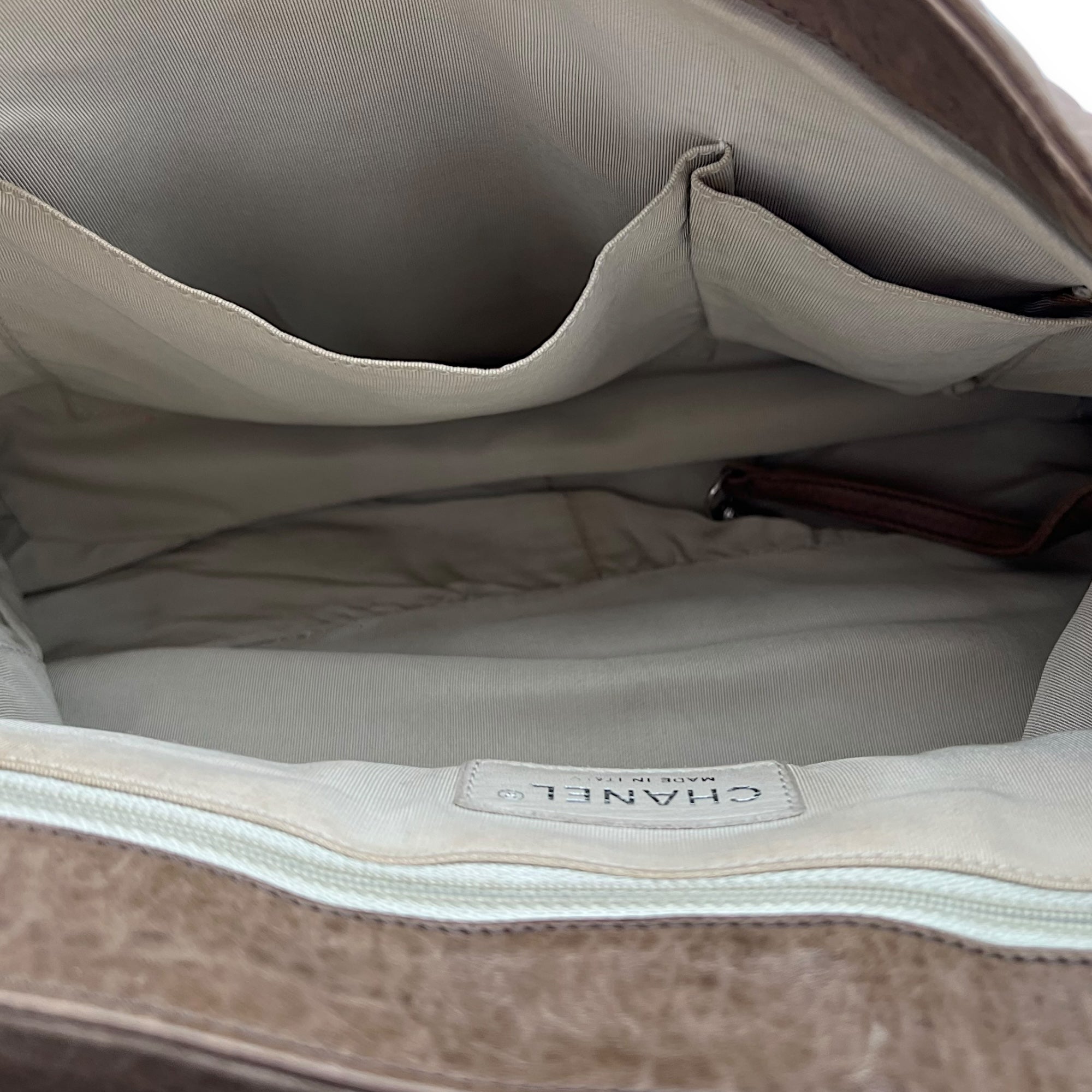 CC Shoulder Bag Brown in Calfskin, Silver hardware