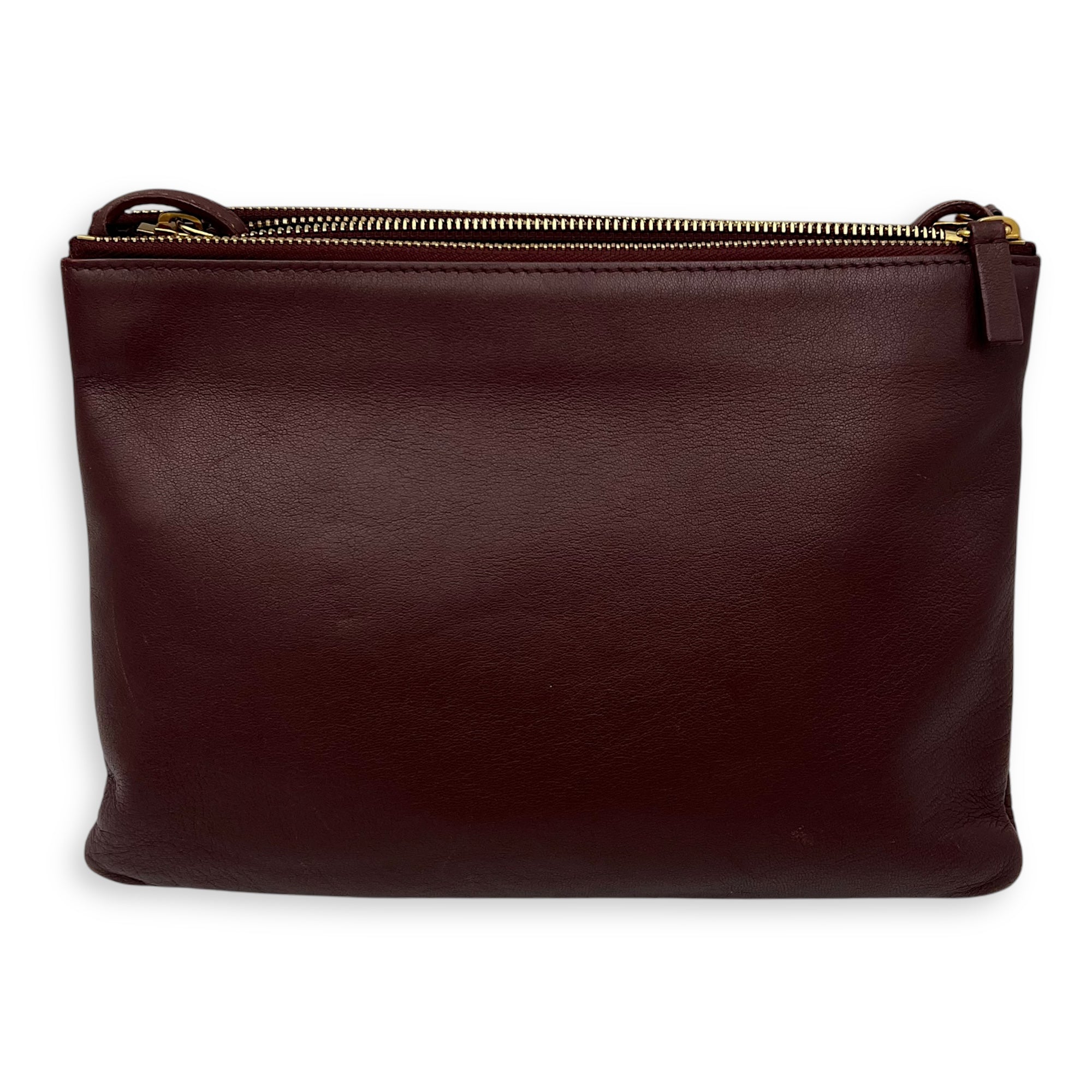 Trio Crossbody Bag Red in Calfskin, Gold hardware