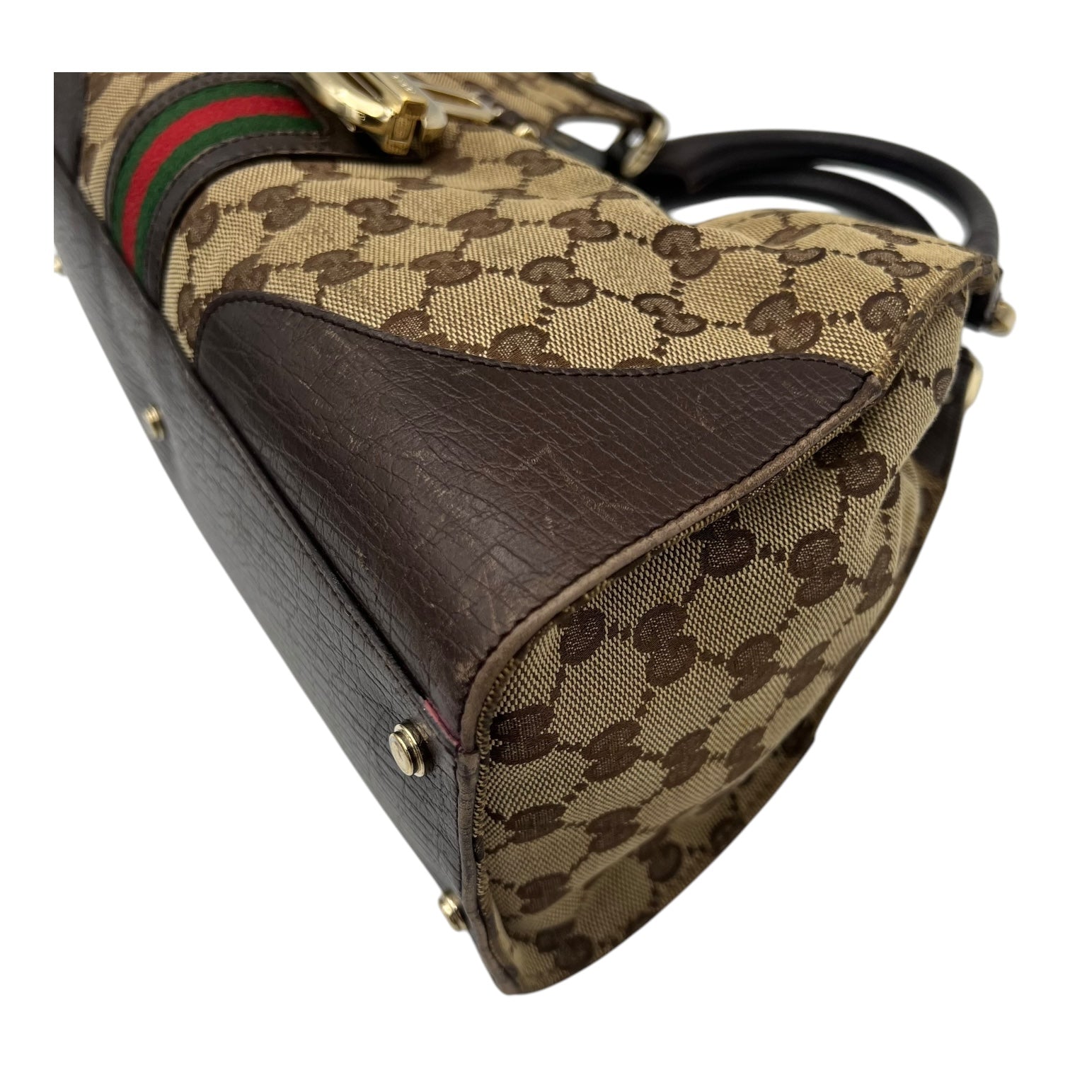 GG Shoulder Bag Brown in Canvas, Gold hardware