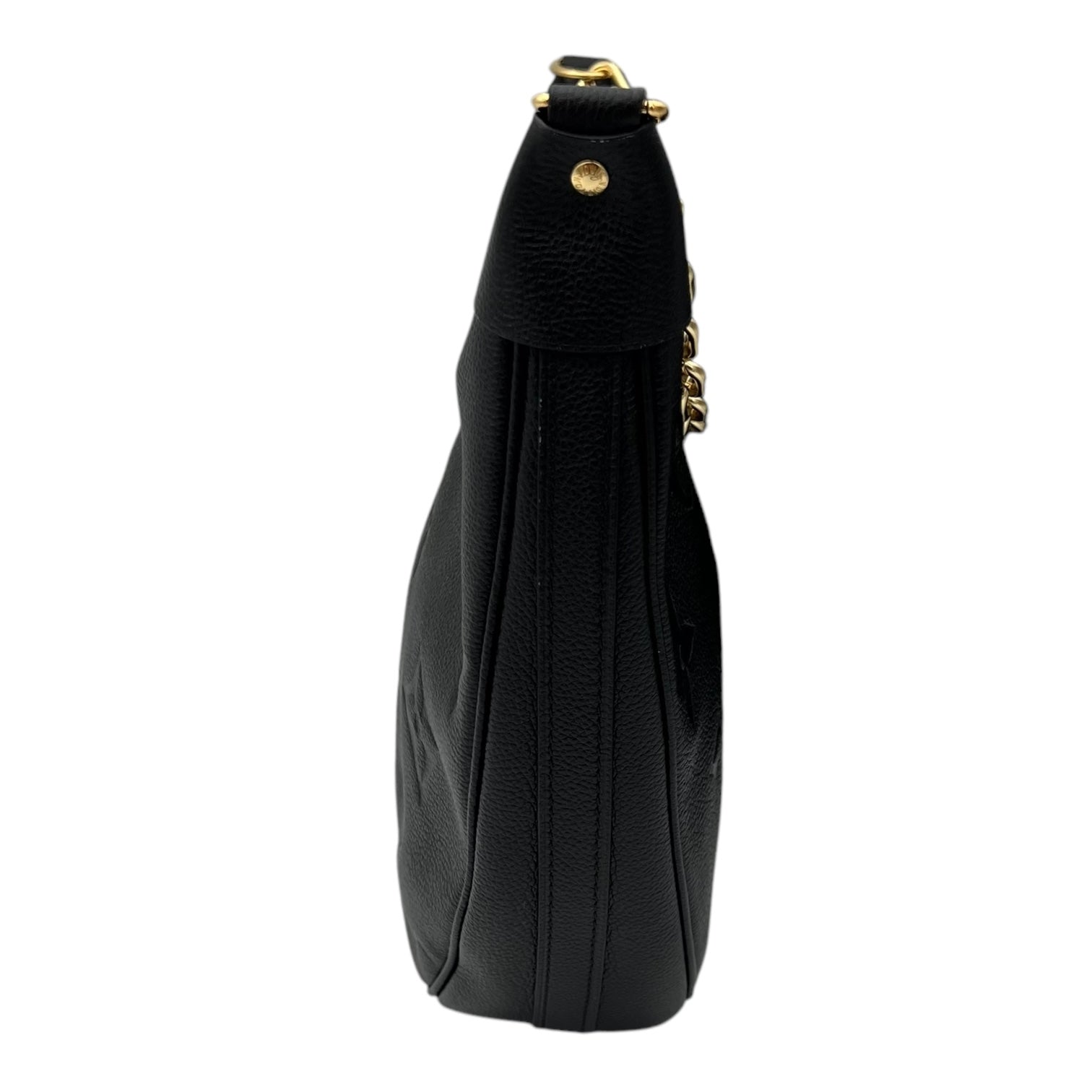 Loop Hobo Black Shoulder Bag in Empreinte Leather, Gold hardware