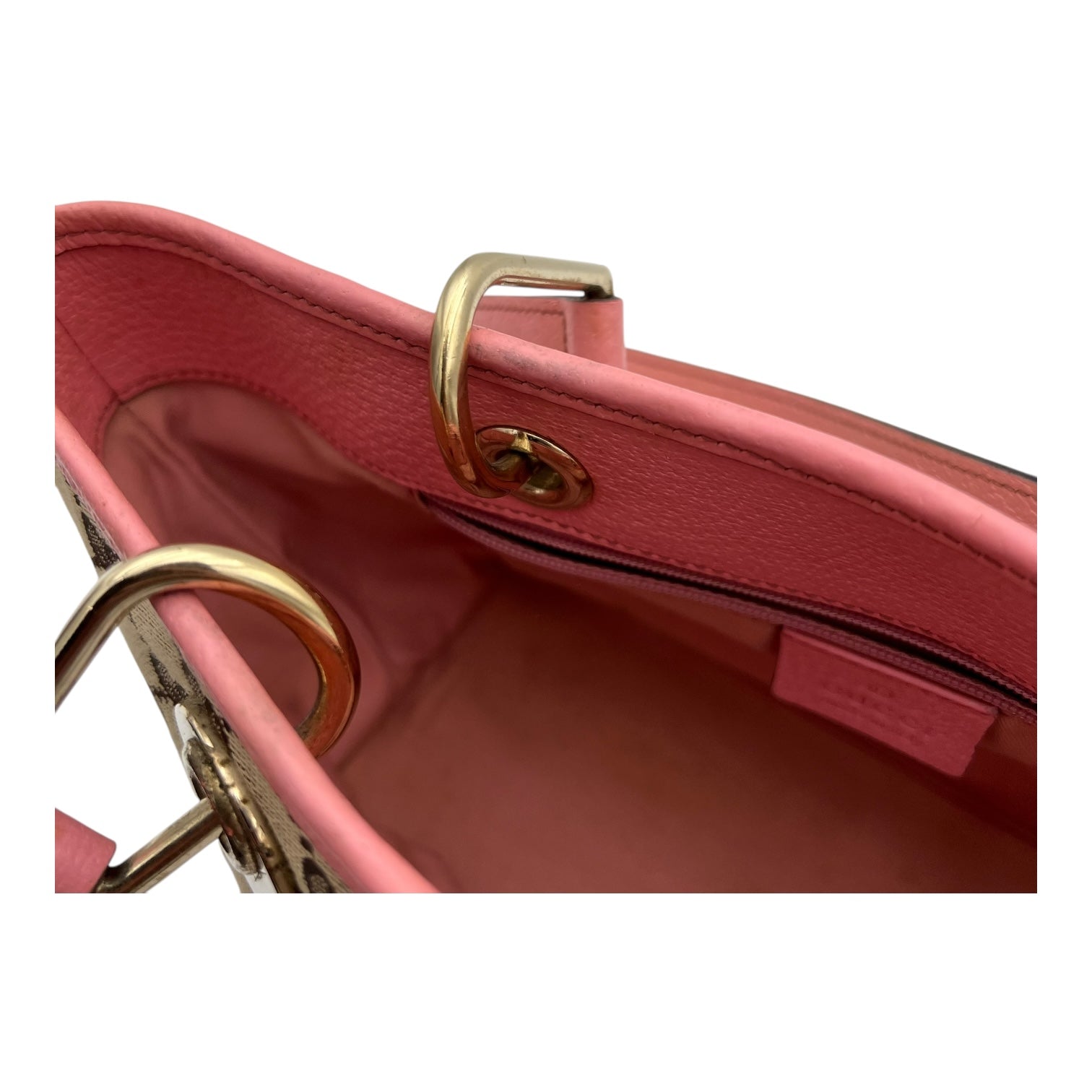 GG Top Handle Bag Pink in Canvas, Light Gold hardware