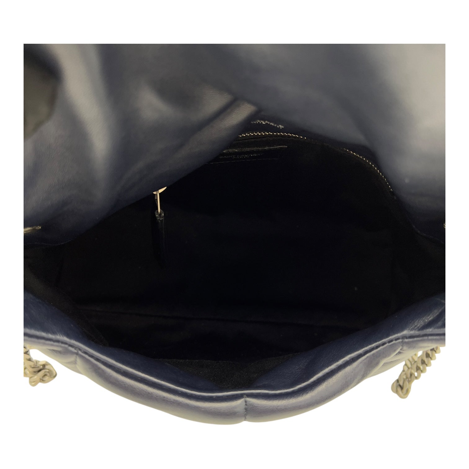 Puffer Medium Blue Shoulder Bag in Lambskin, Silver hardware