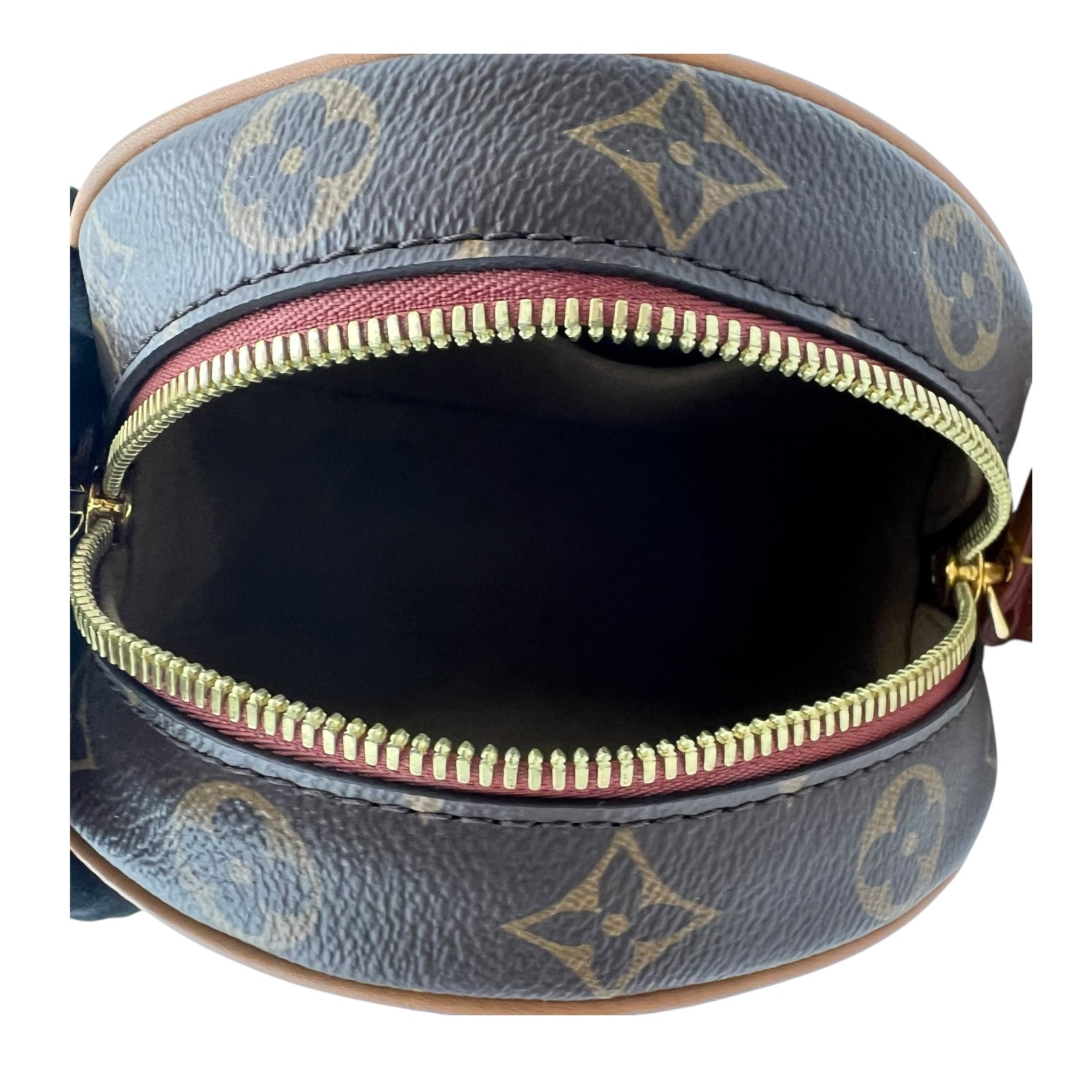 Boite a Chapeau Crossbody Bag Brown in Monogram Coated Canvas, Gold hardware