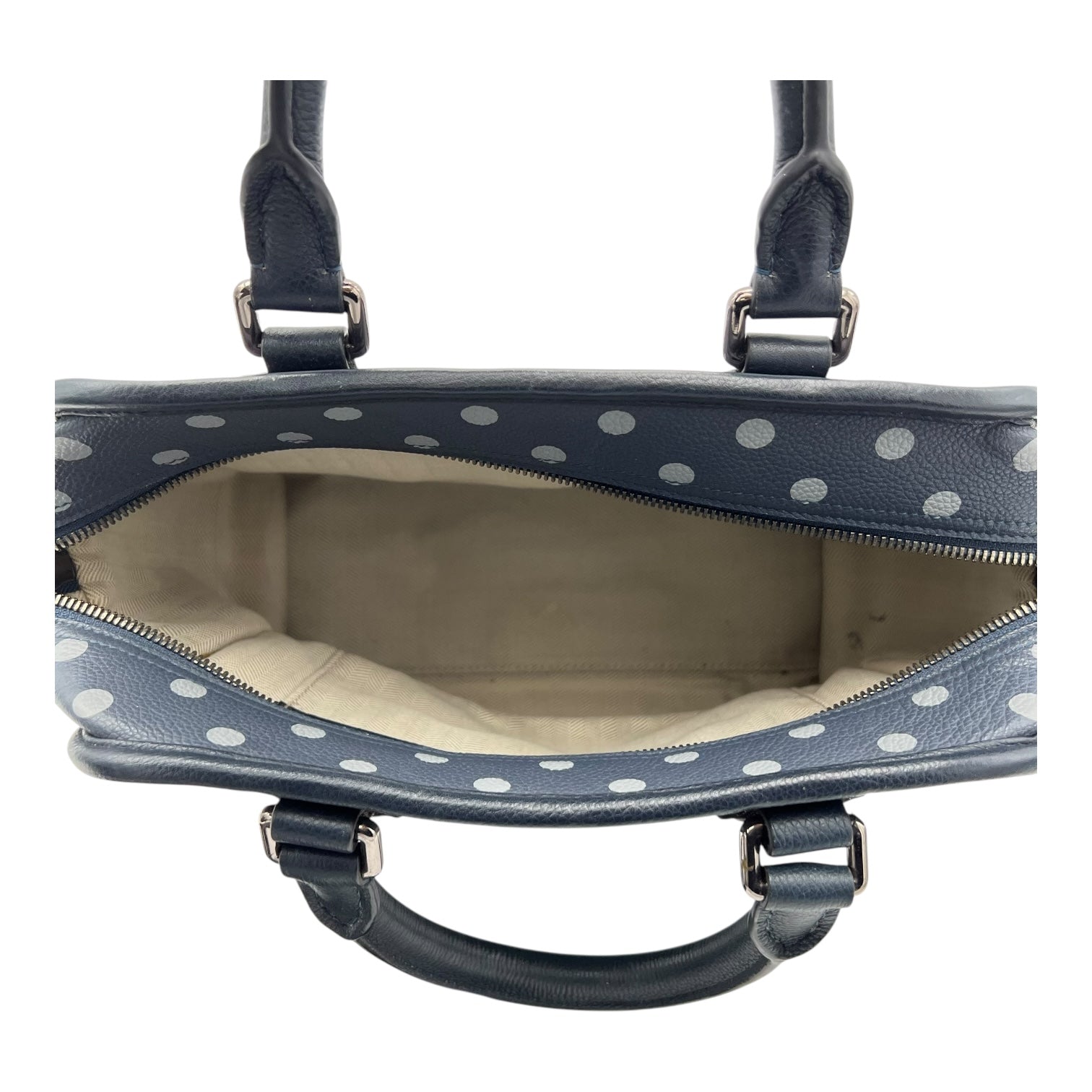 Cruz Two Way Bag Blue Top Handle Bag in Calfskin, Silver hardware