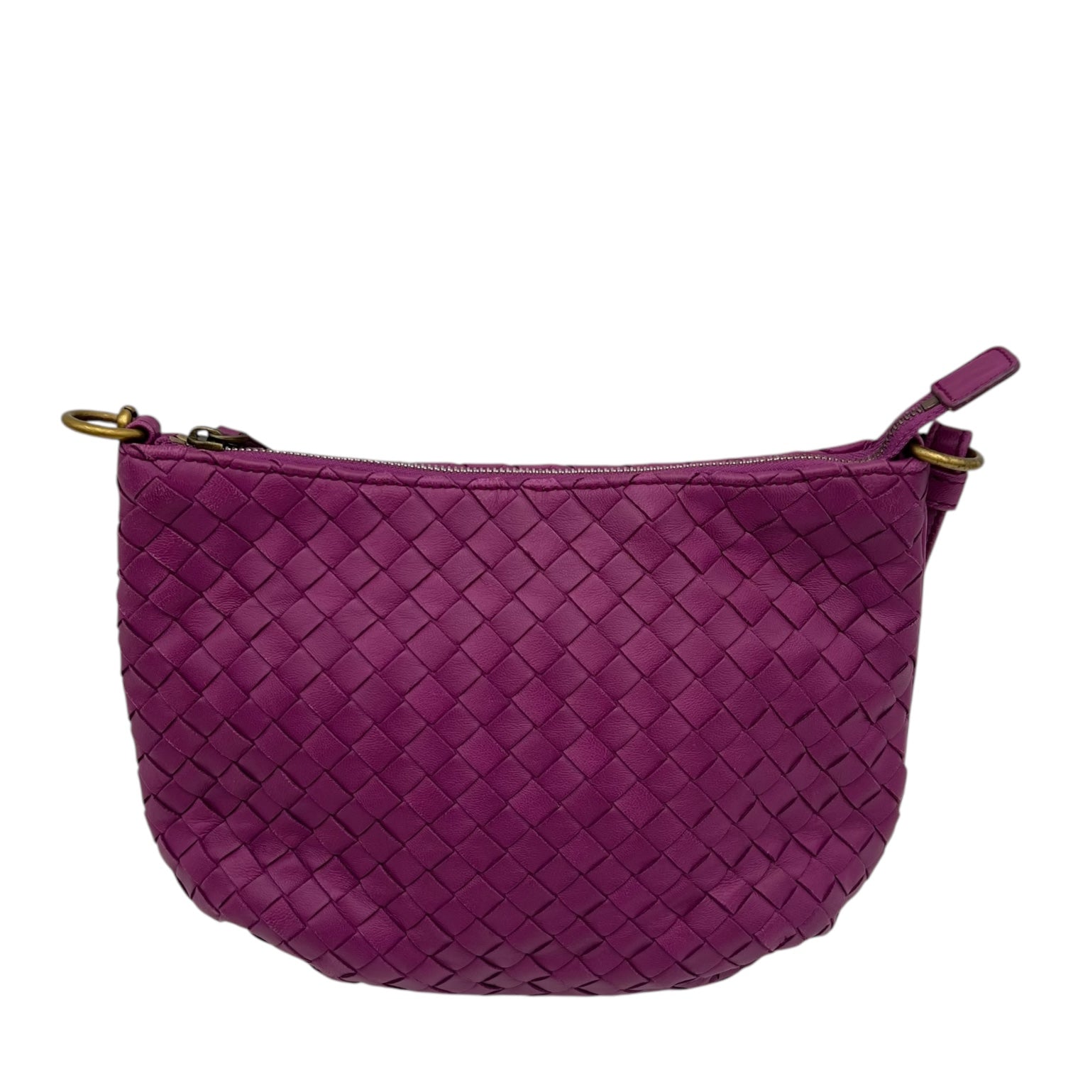 Intrecciato Purple Shoulder Bag in Lambskin, Gold hardware