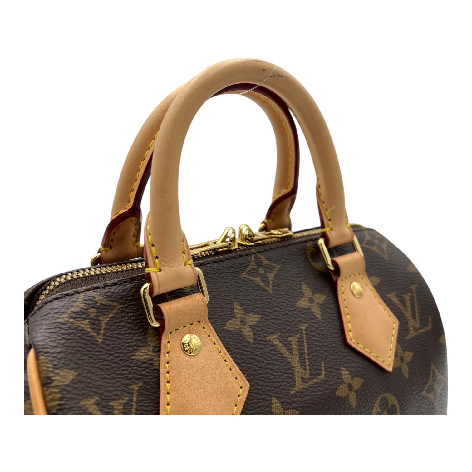 Speedy Top Handle Bag 20 Brown in Monogram Coated Canvas, Gold hardware