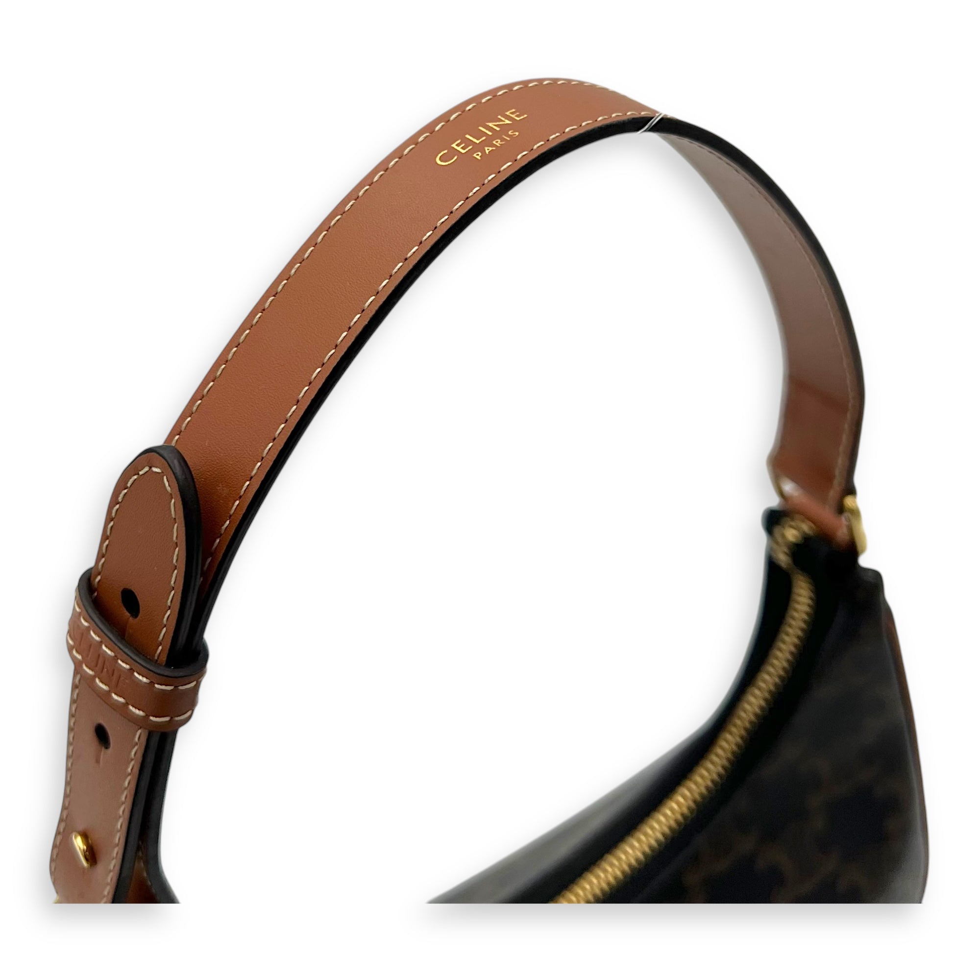 Ava Shoulder Bag Brown in Coated Canvas, Gold hardware