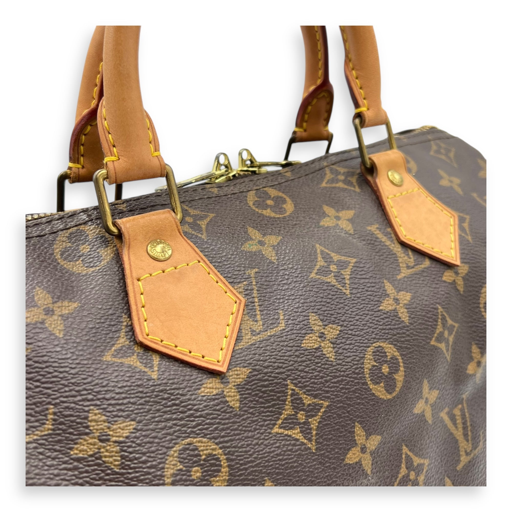 Speedy Bandouliere Top Handle Bag 30 Brown in Monogram Coated Canvas, Gold hardware