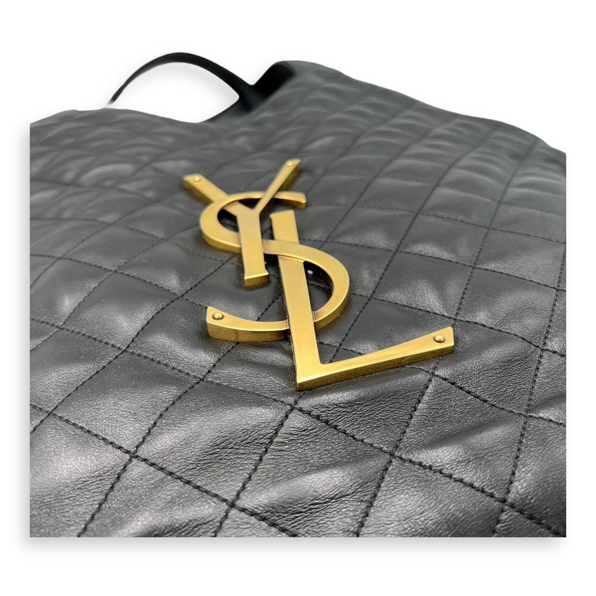 Icare Shopping Tote Bag Black in Lambskin, Gold hardware