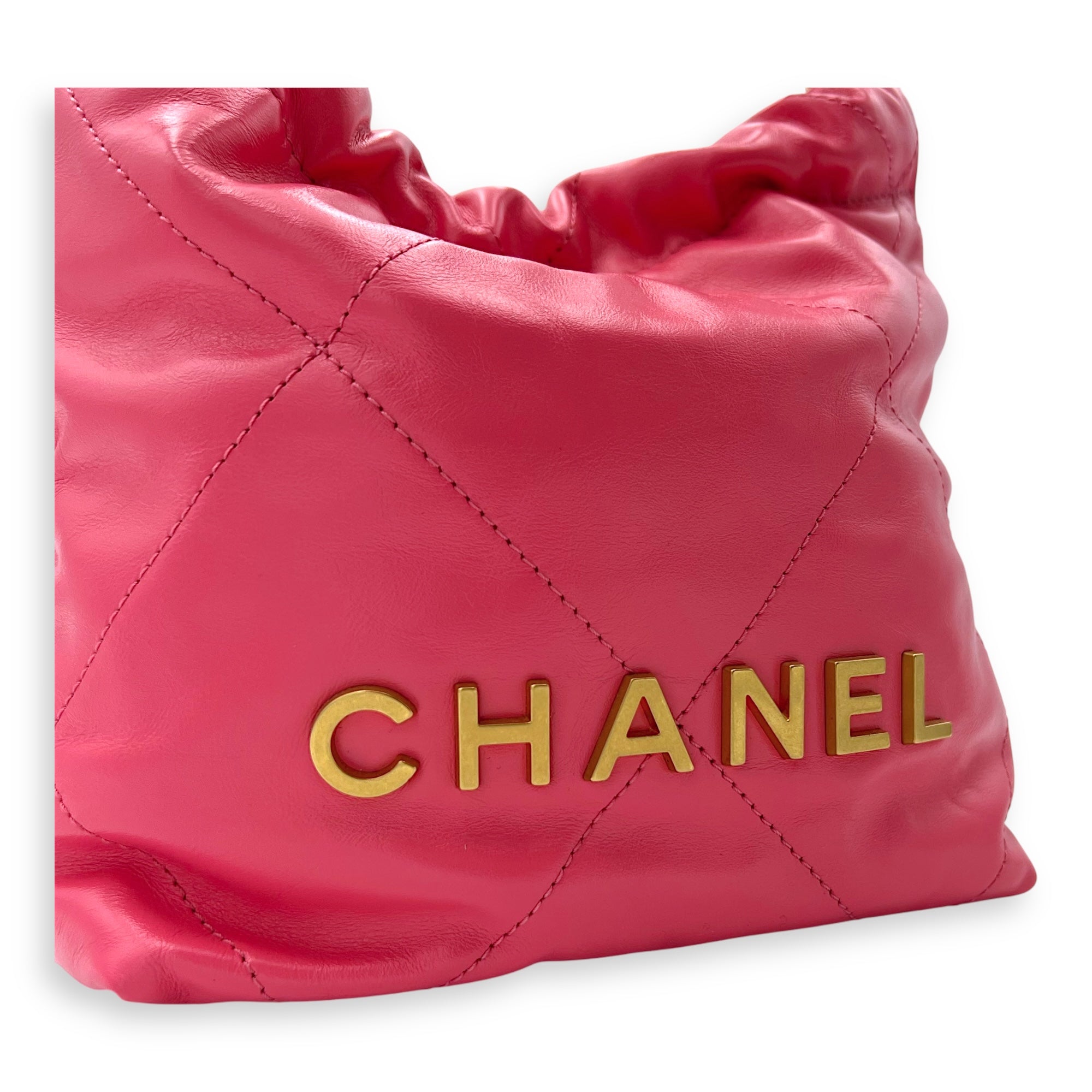 22 Tote Crossbody Bag Mini Pink in Calfskin, Gold hardware
