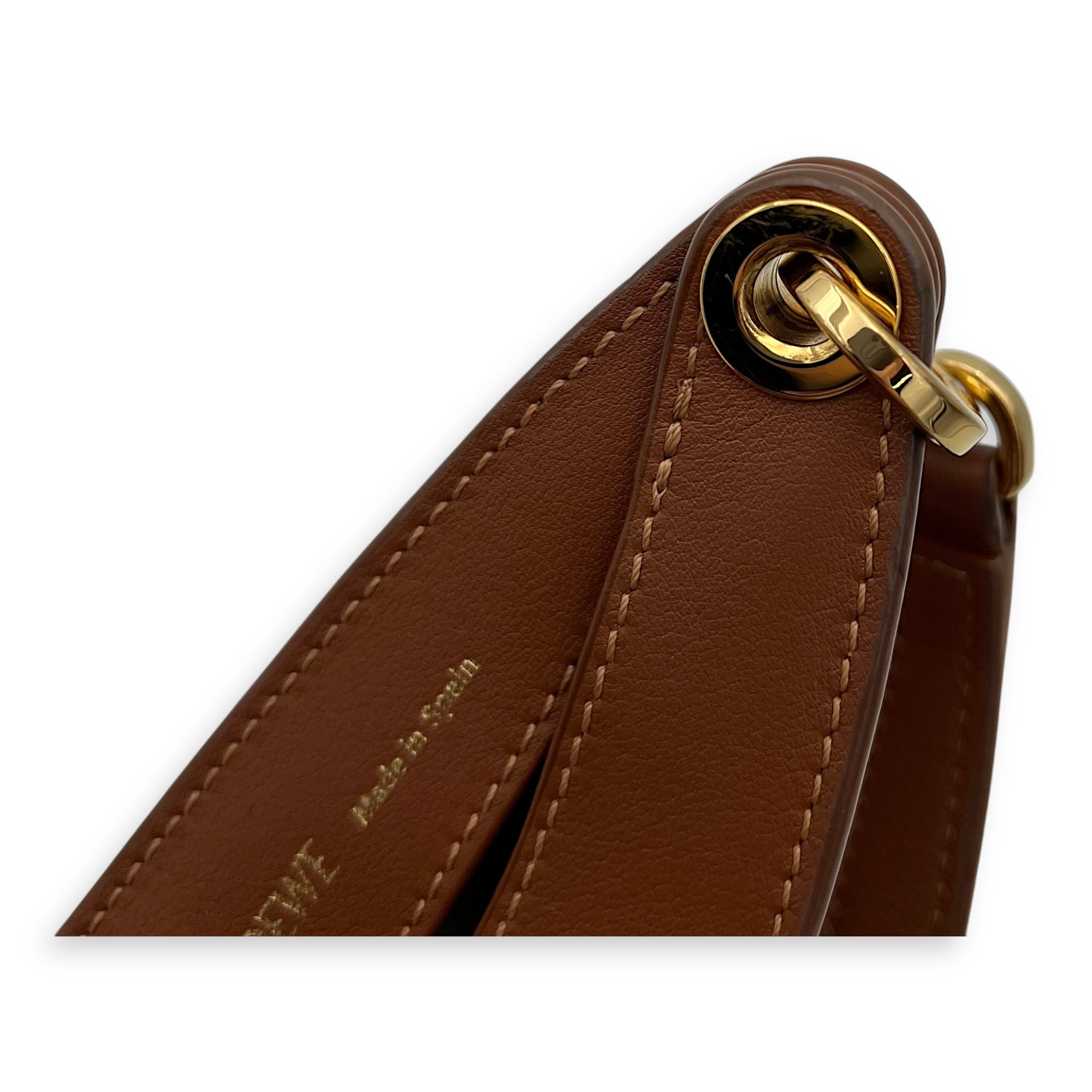 Luna Anagram Shoulder Bag Brown in Jacquard, Gold hardware
