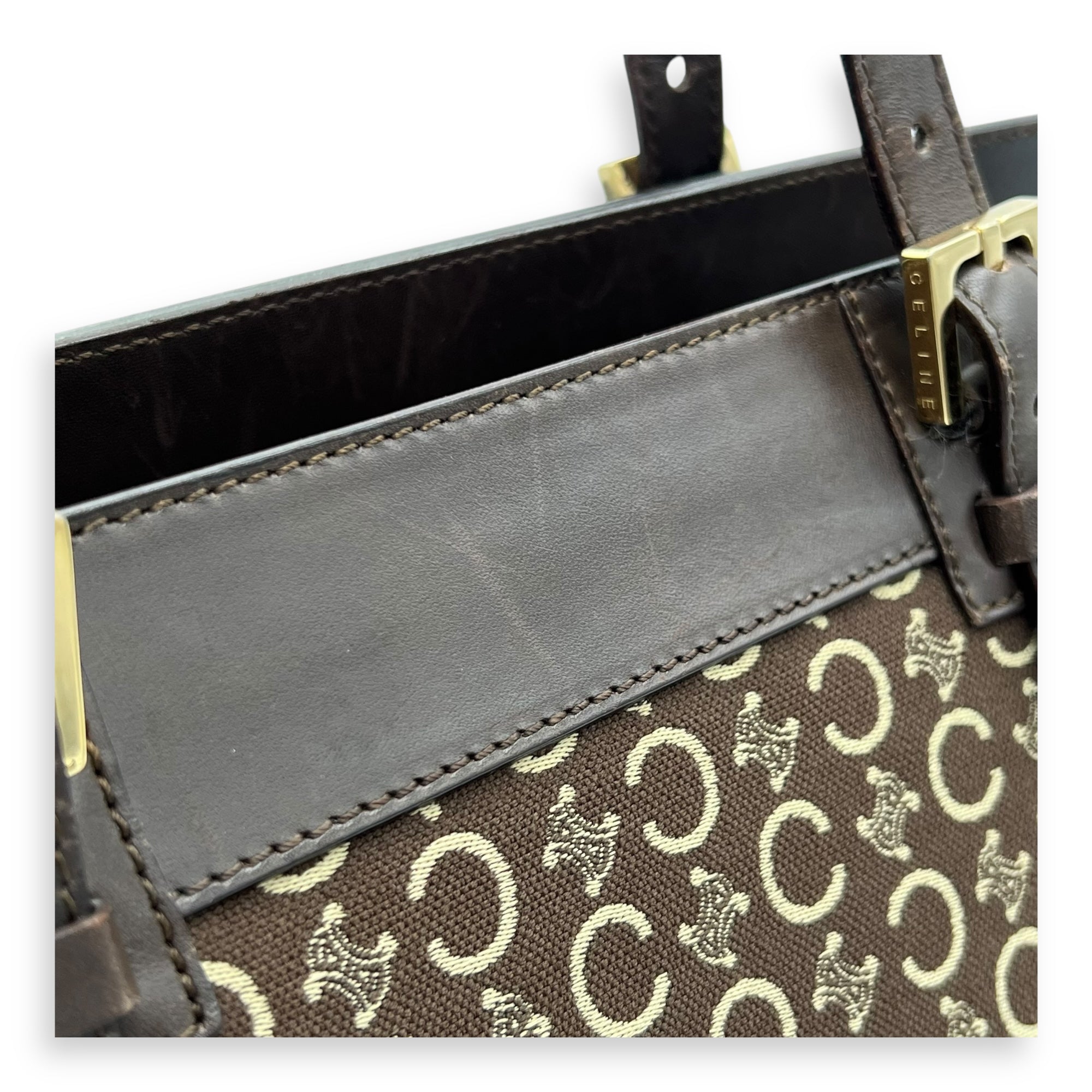Macadam Brown Tote Bag in Canvas, Gold hardware