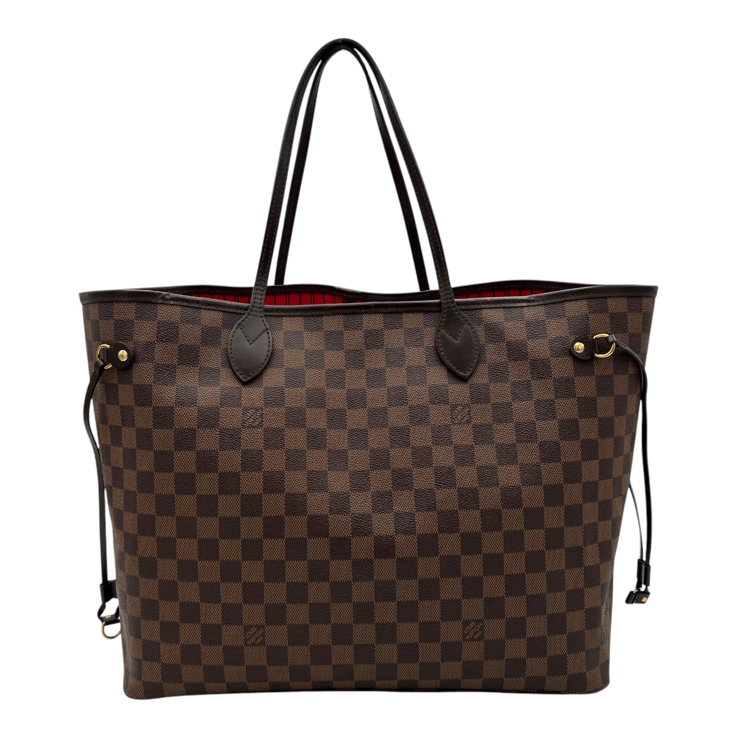 Neverfull GM Damier Ebene Tote Bag in Coated Canvas, Gold hardware