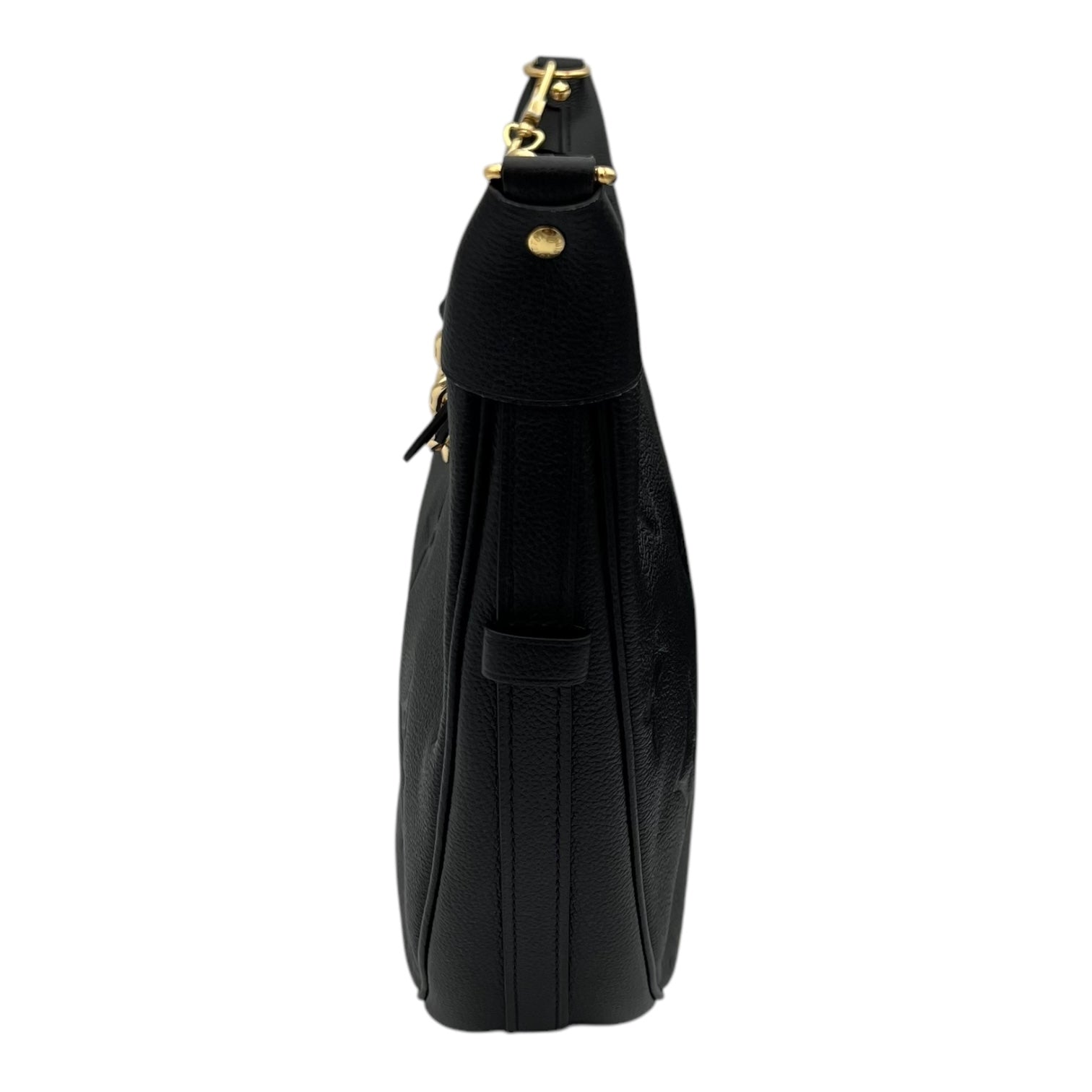 Loop Hobo Black Shoulder Bag in Empreinte Leather, Gold hardware
