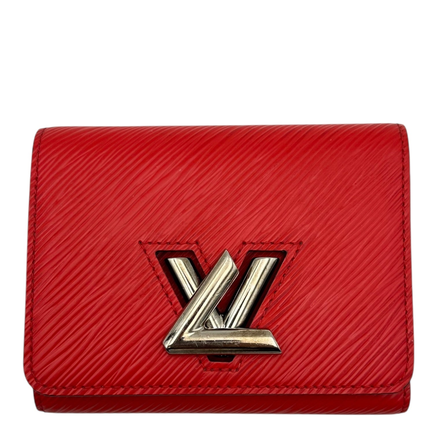 Twist Wallet Red in Epi Leather, Silver hardware