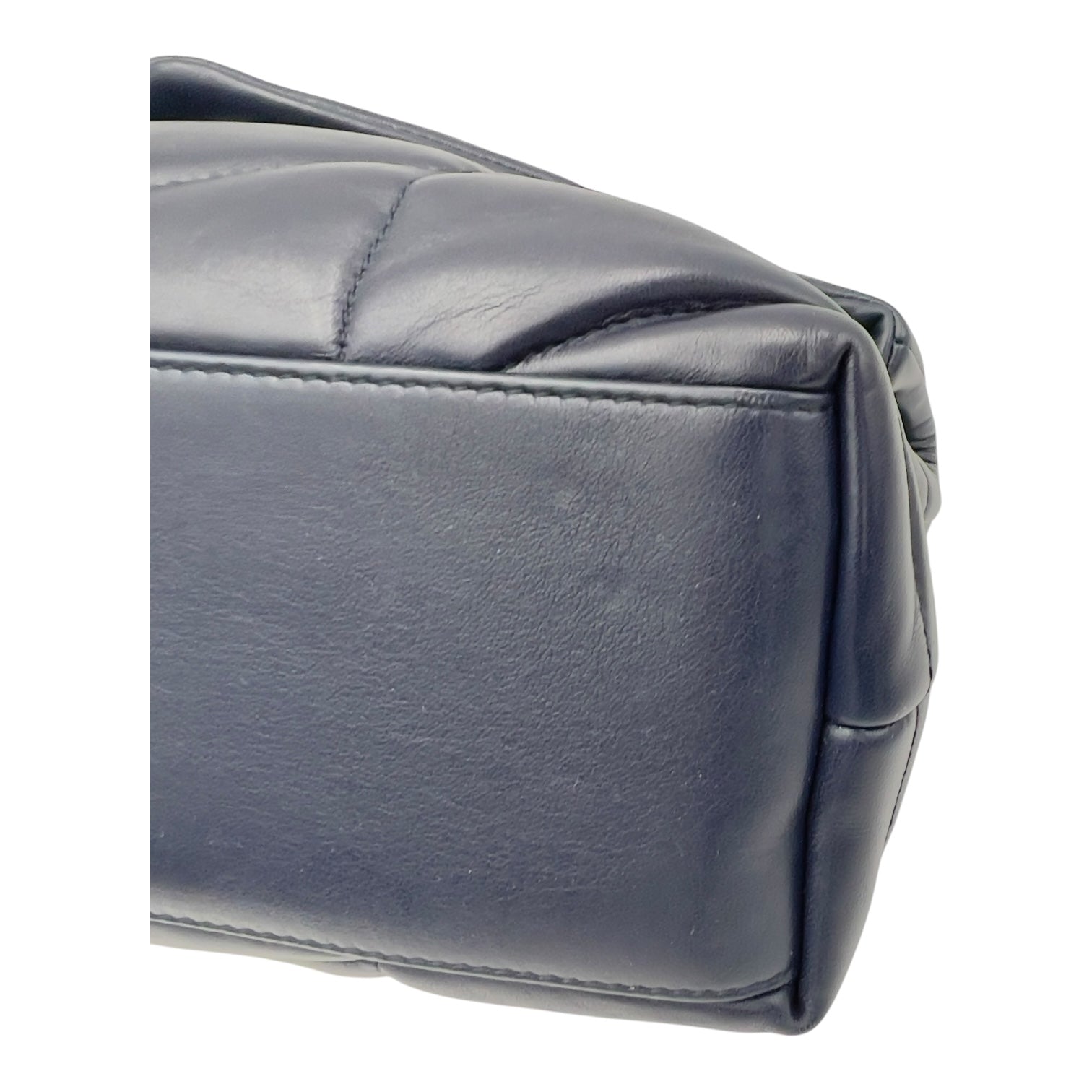 Puffer Medium Blue Shoulder Bag in Lambskin, Silver hardware