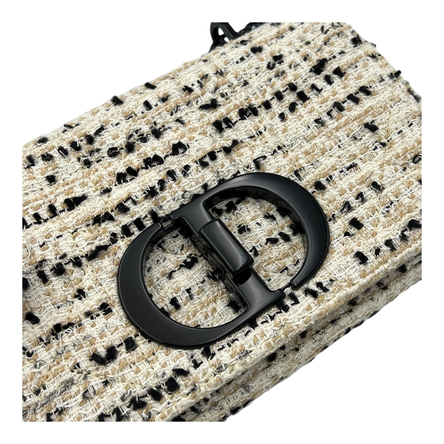 Caro Small White Crossbody Bag in Tweed, Enamel hardware