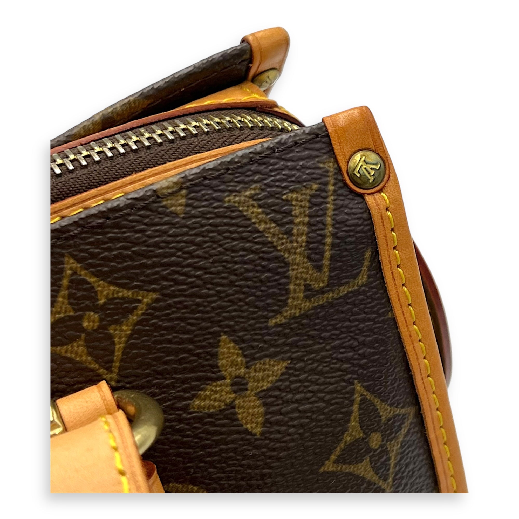Popincourt Top Handle Bag Brown in Monogram Coated Canvas, Gold hardware