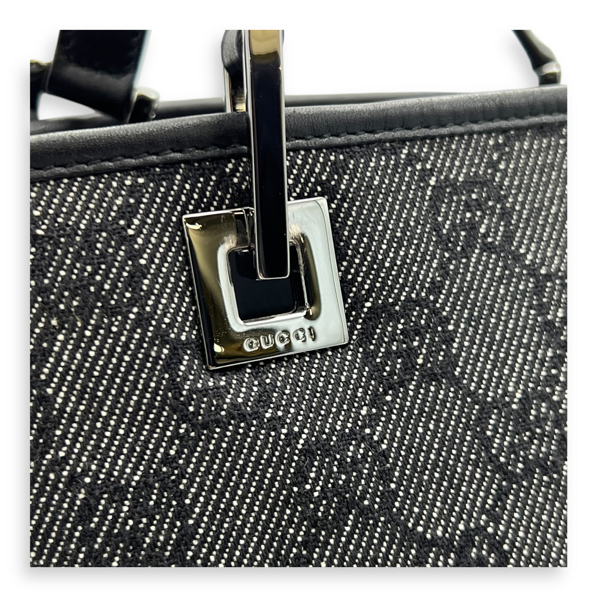 GG Tote Bag Black in Canvas, Silver hardware