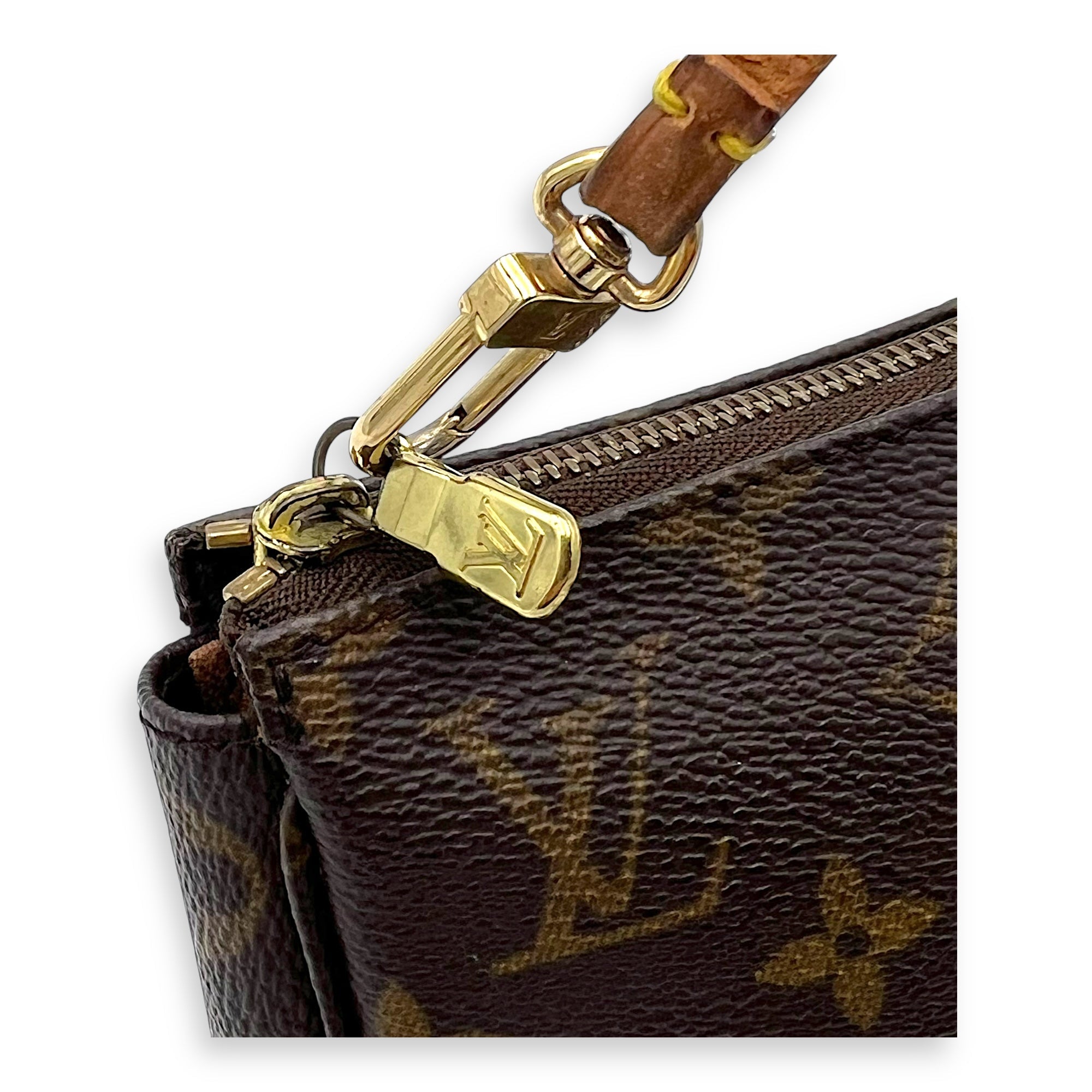 Pochette Accessoires Shoulder Bag Brown in Monogram Coated Canvas, Gold hardware