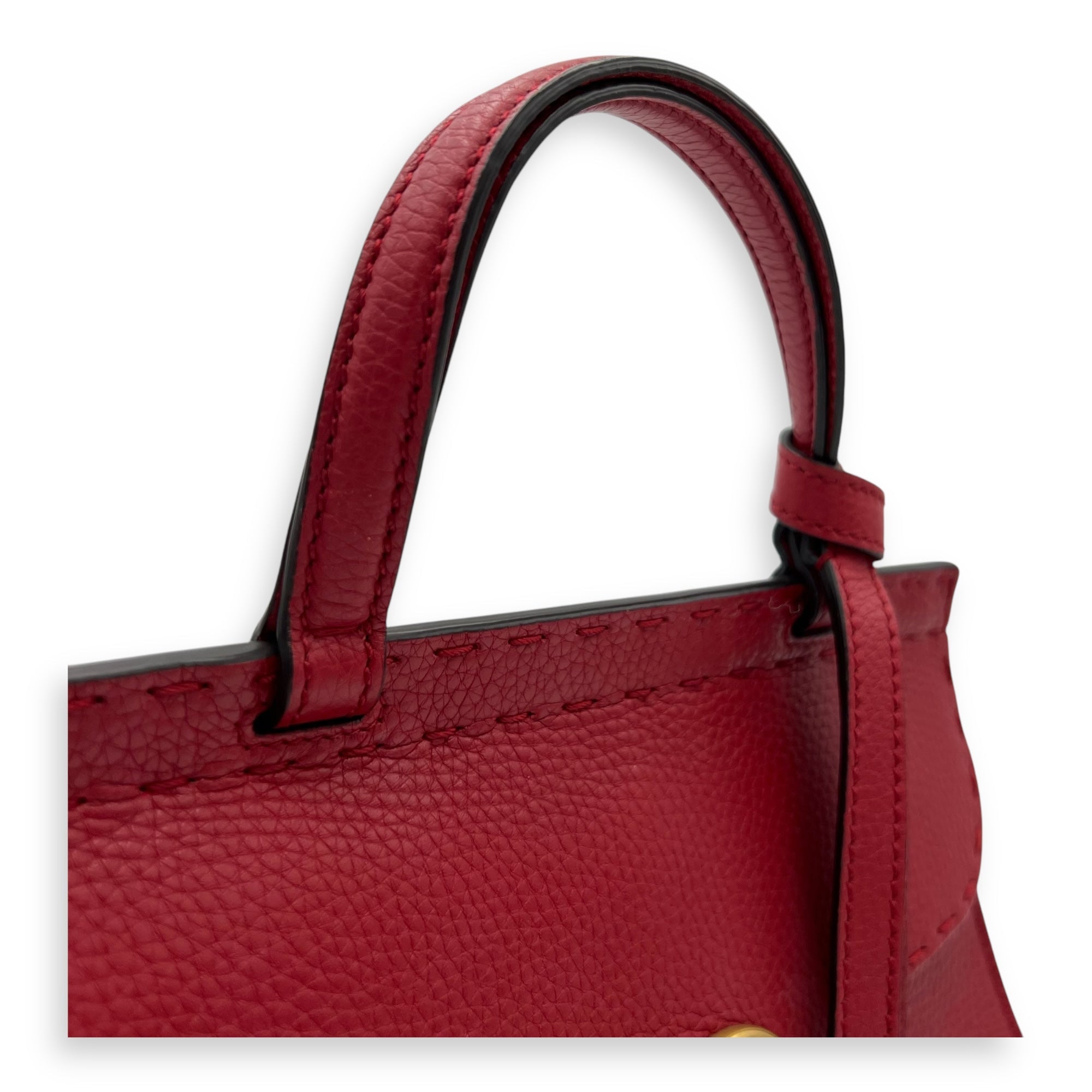 GG Marmont Top Handle Bag Red in Calfskin, Gold hardware