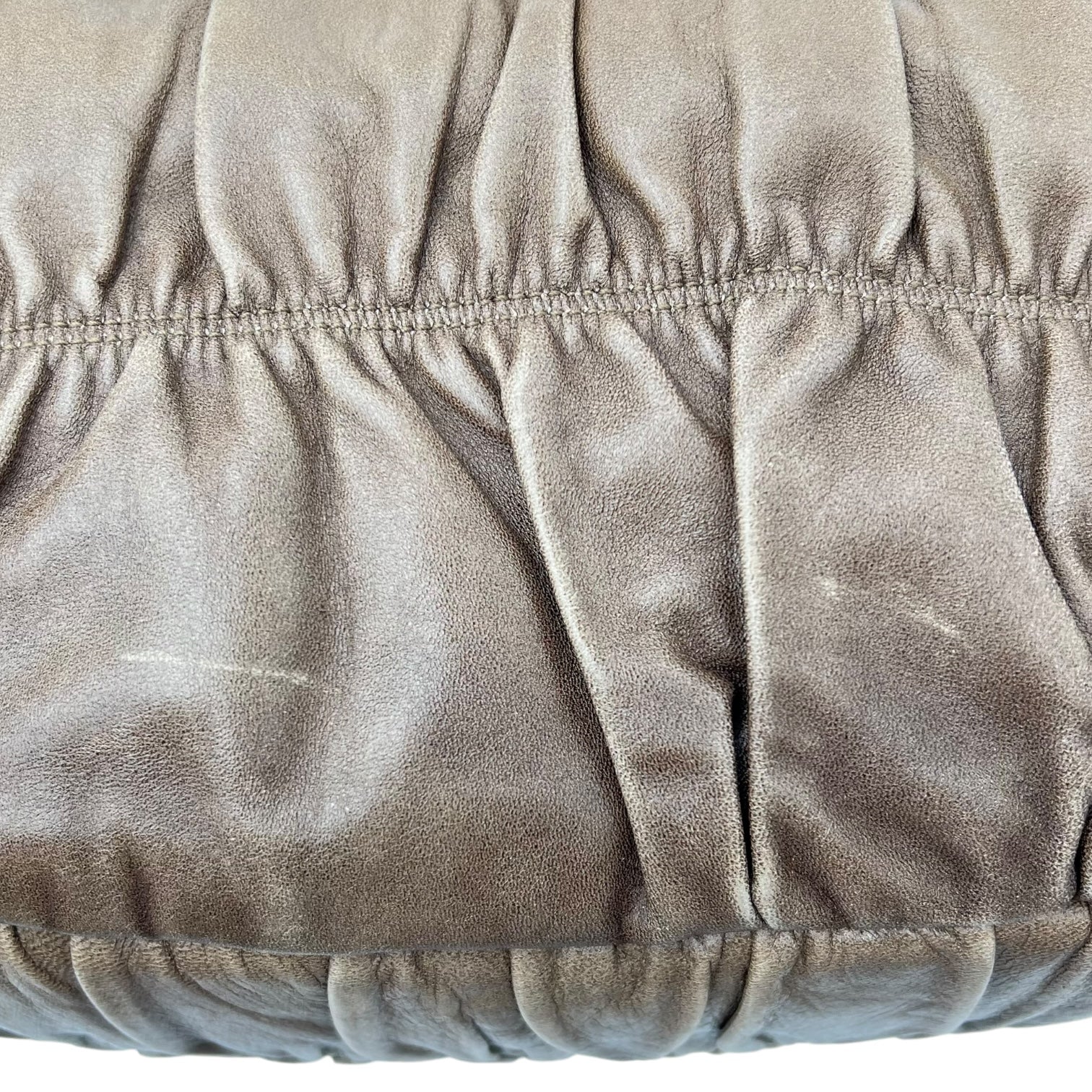 Gaufre Top Handle Bag Brown in Calfskin, Silver hardware