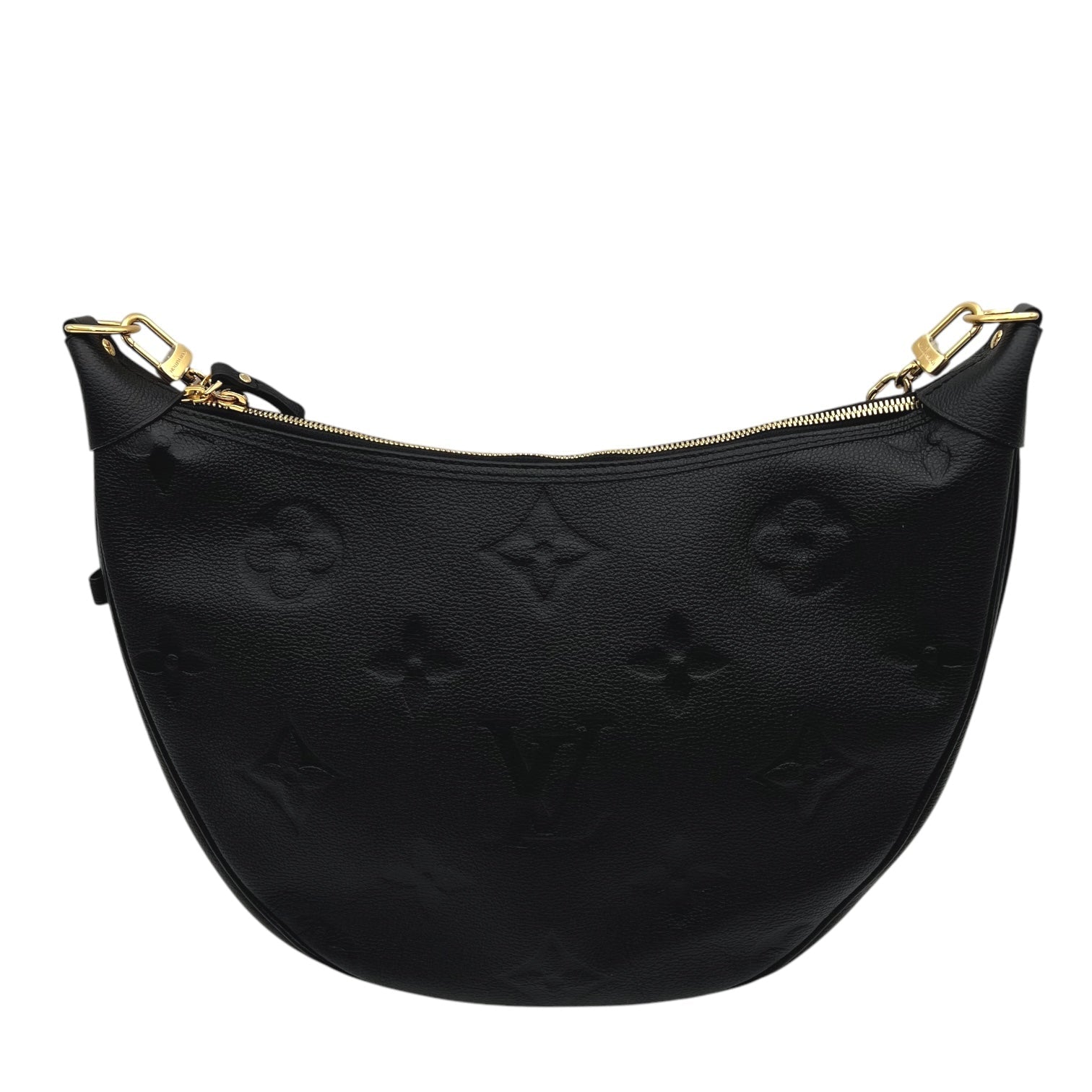 Loop Hobo Black Shoulder Bag in Empreinte Leather, Gold hardware