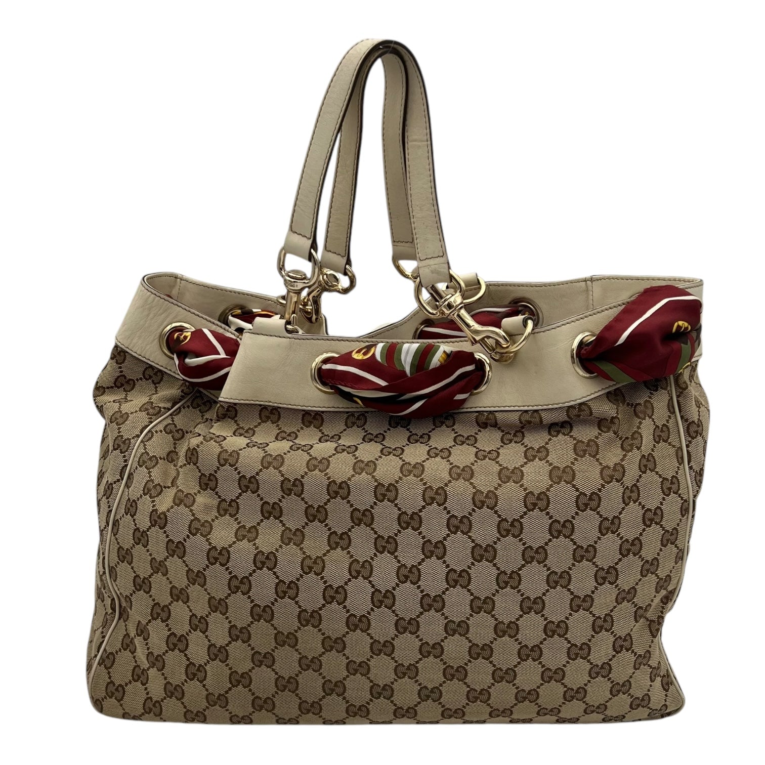 GG Shoulder Bag Brown in Canvas, Gold hardware