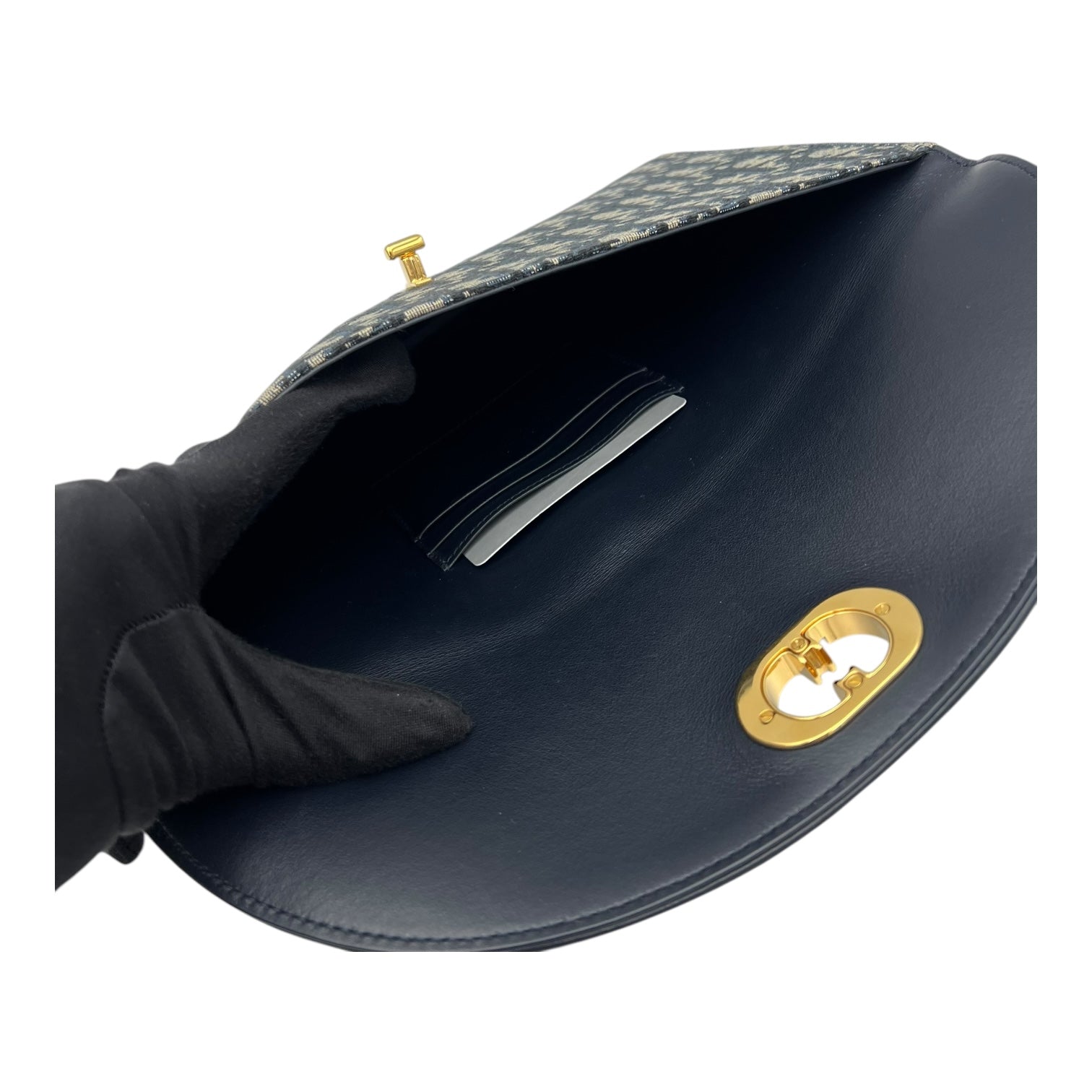 30 Montaigne Pouch Avenue Blue in Jacquard, Gold hardware