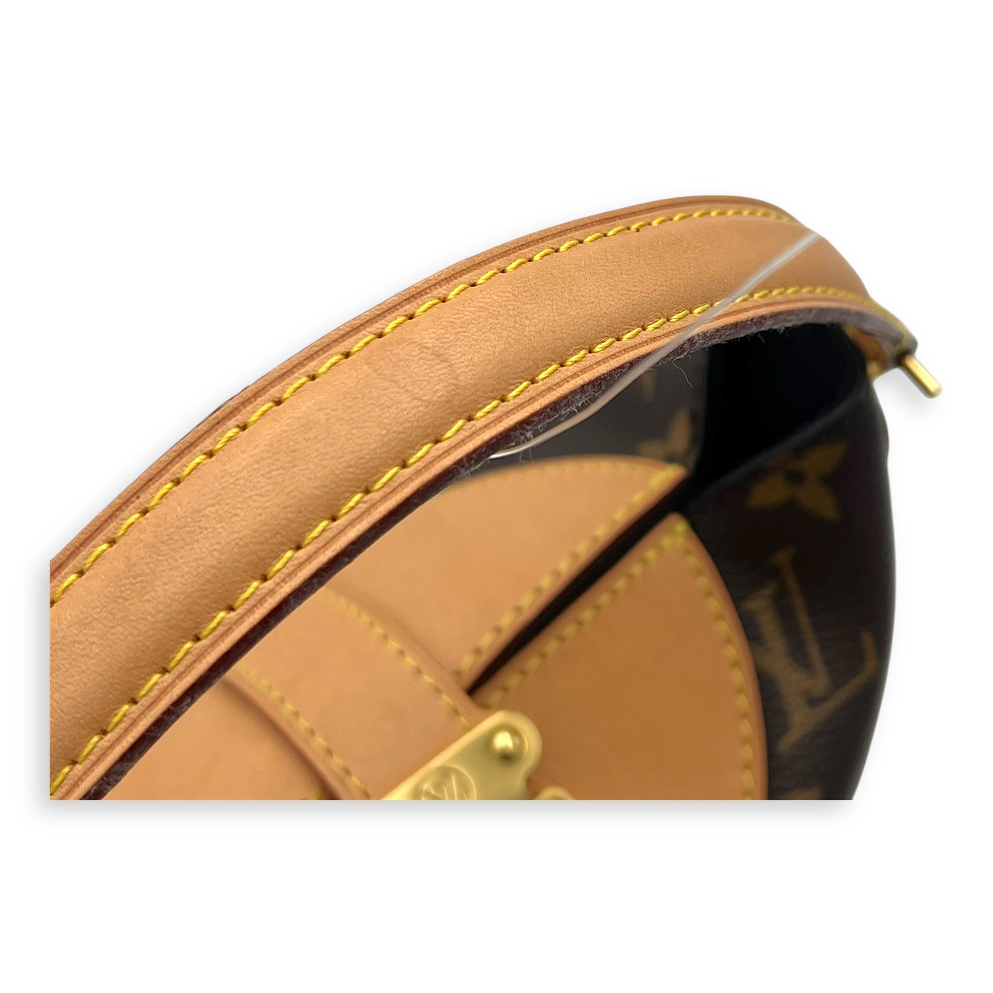 Duffle Brown Top Handle Bag in Monogram Coated Canvas, Gold hardware