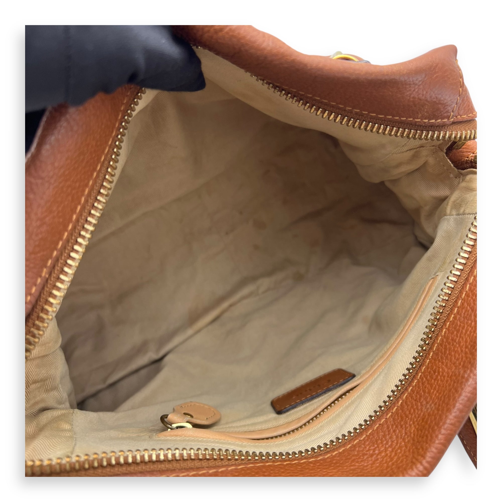 Paraty Shoulder Bag Brown in Calfskin, Gold hardware