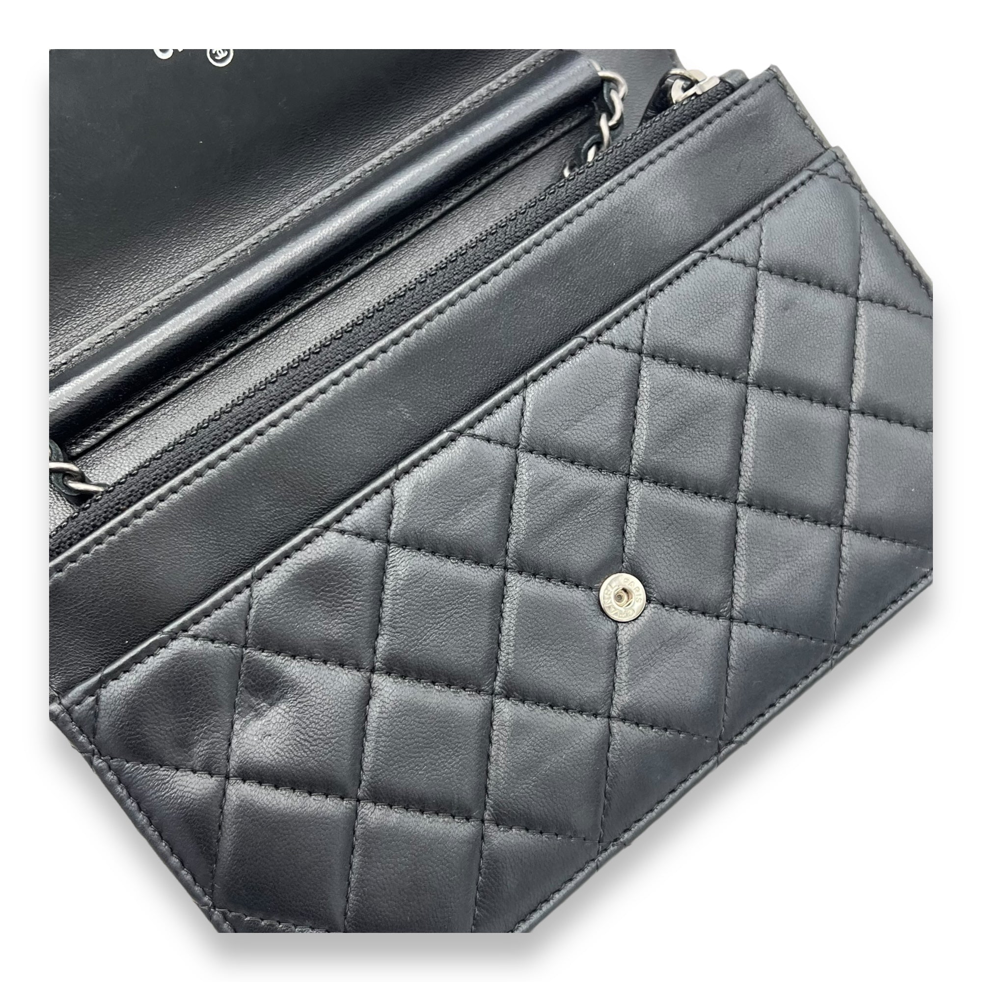 Boy Wallet On Chain Black in Lambskin, Ruthenium hardware