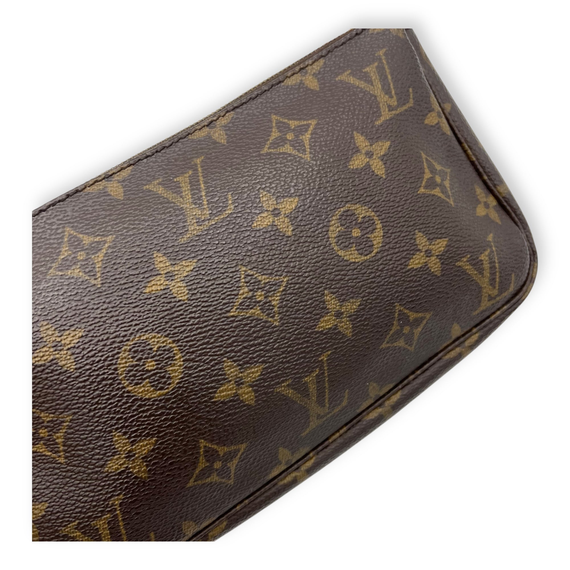 Pochette Accessoires Shoulder Bag Brown in Monogram Coated Canvas, Gold hardware