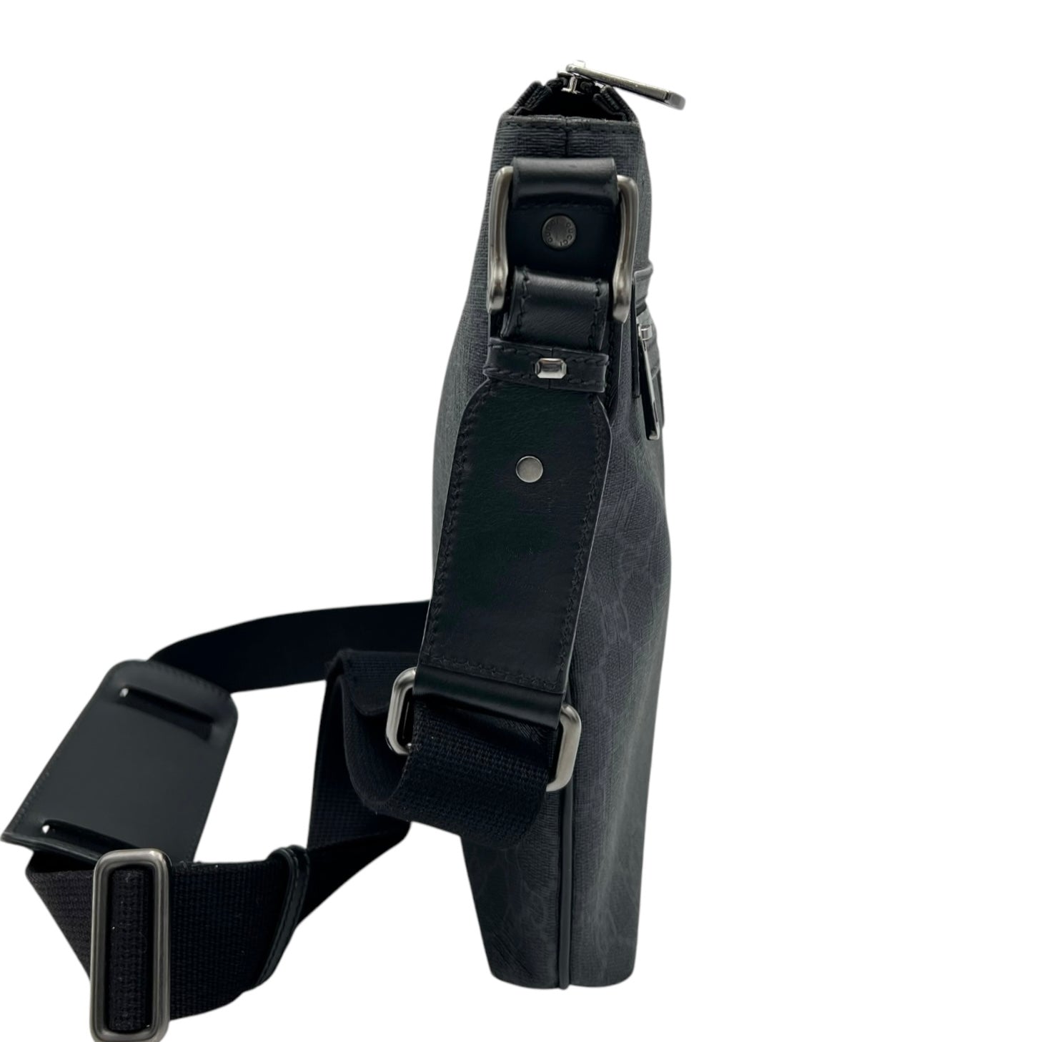 GG Supreme Black Messenger in Coated Canvas, Ruthenium hardware
