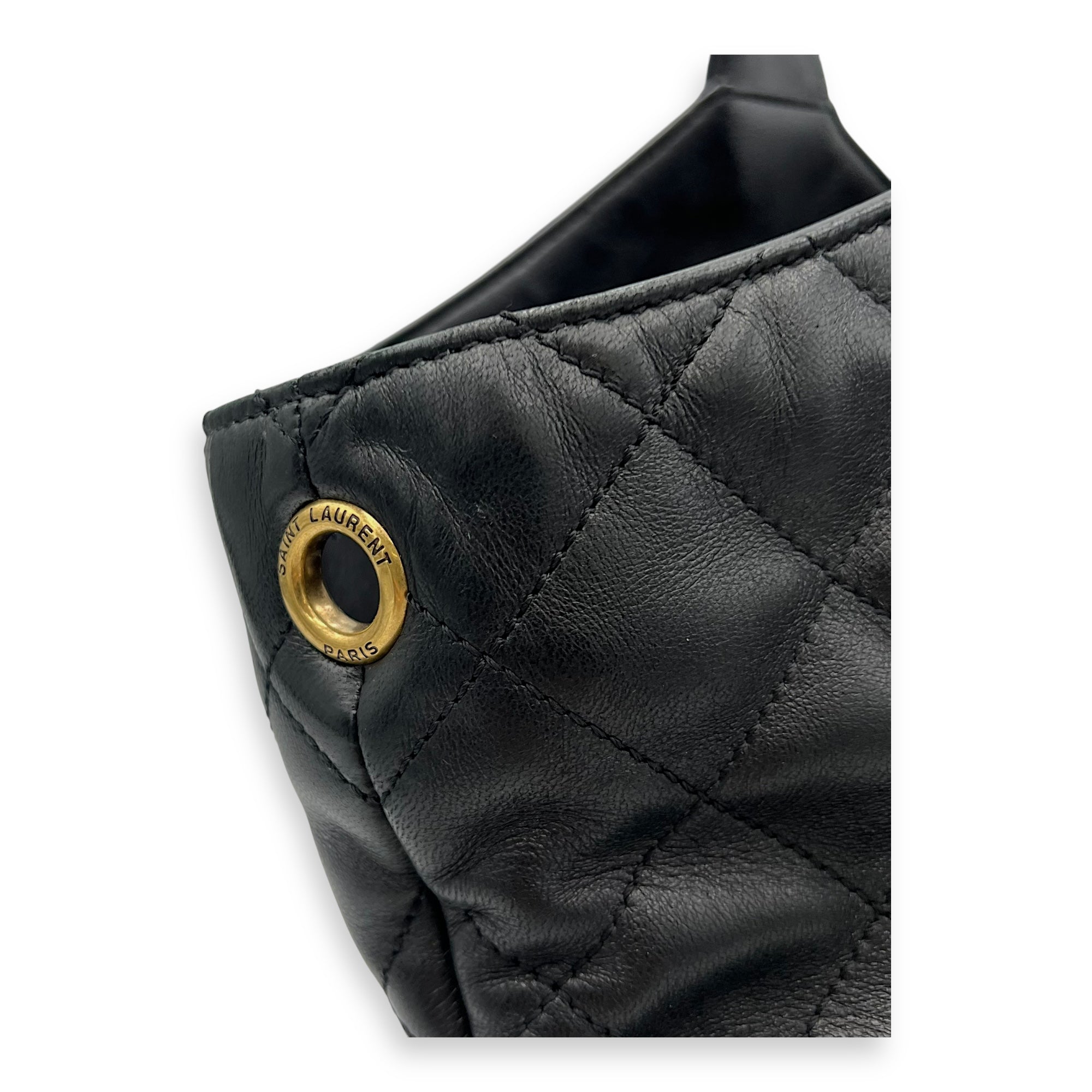 Icare Shopping Tote Bag Black in Lambskin, Gold hardware
