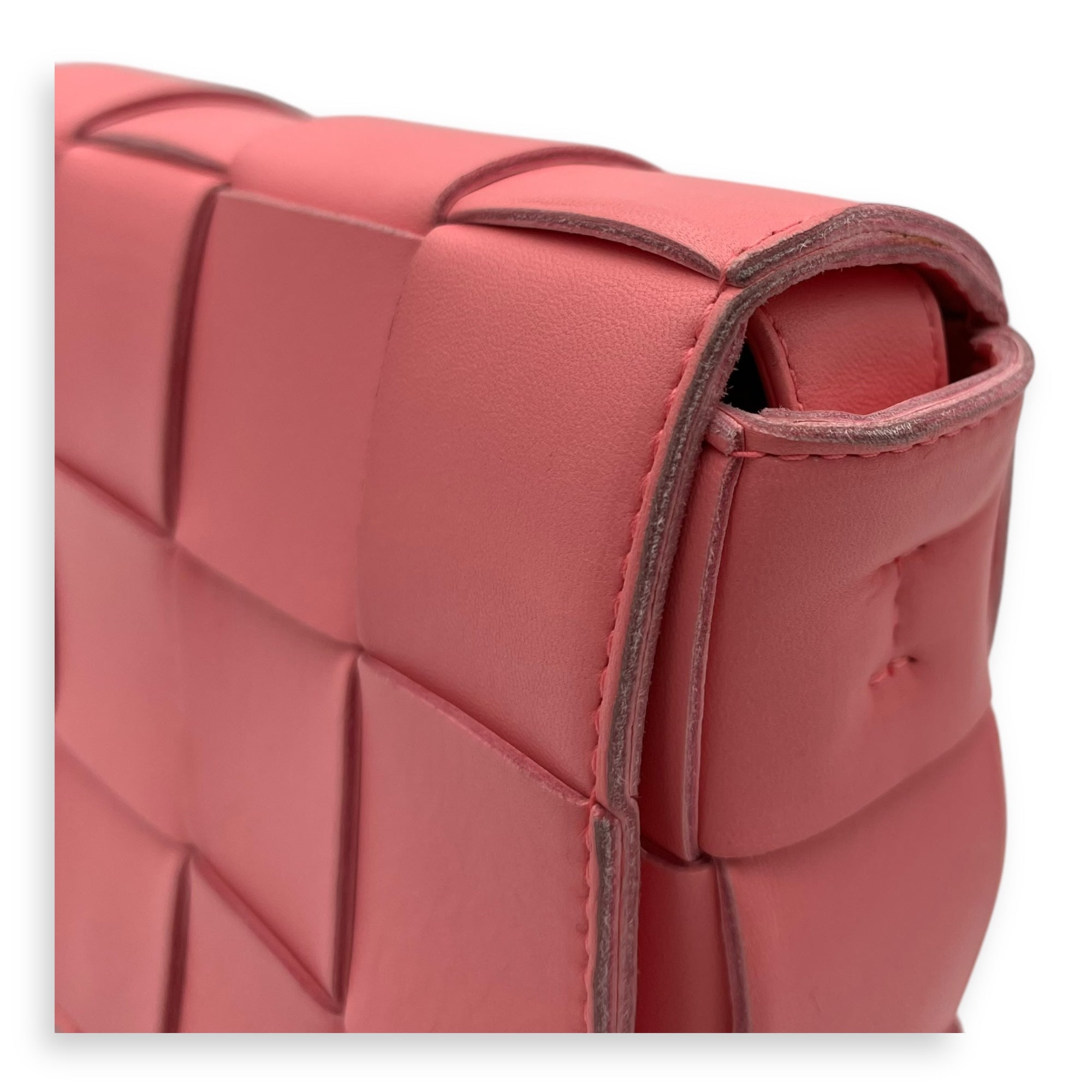 Cassette Crossbody Bag Pink in Calfskin, Silver hardware